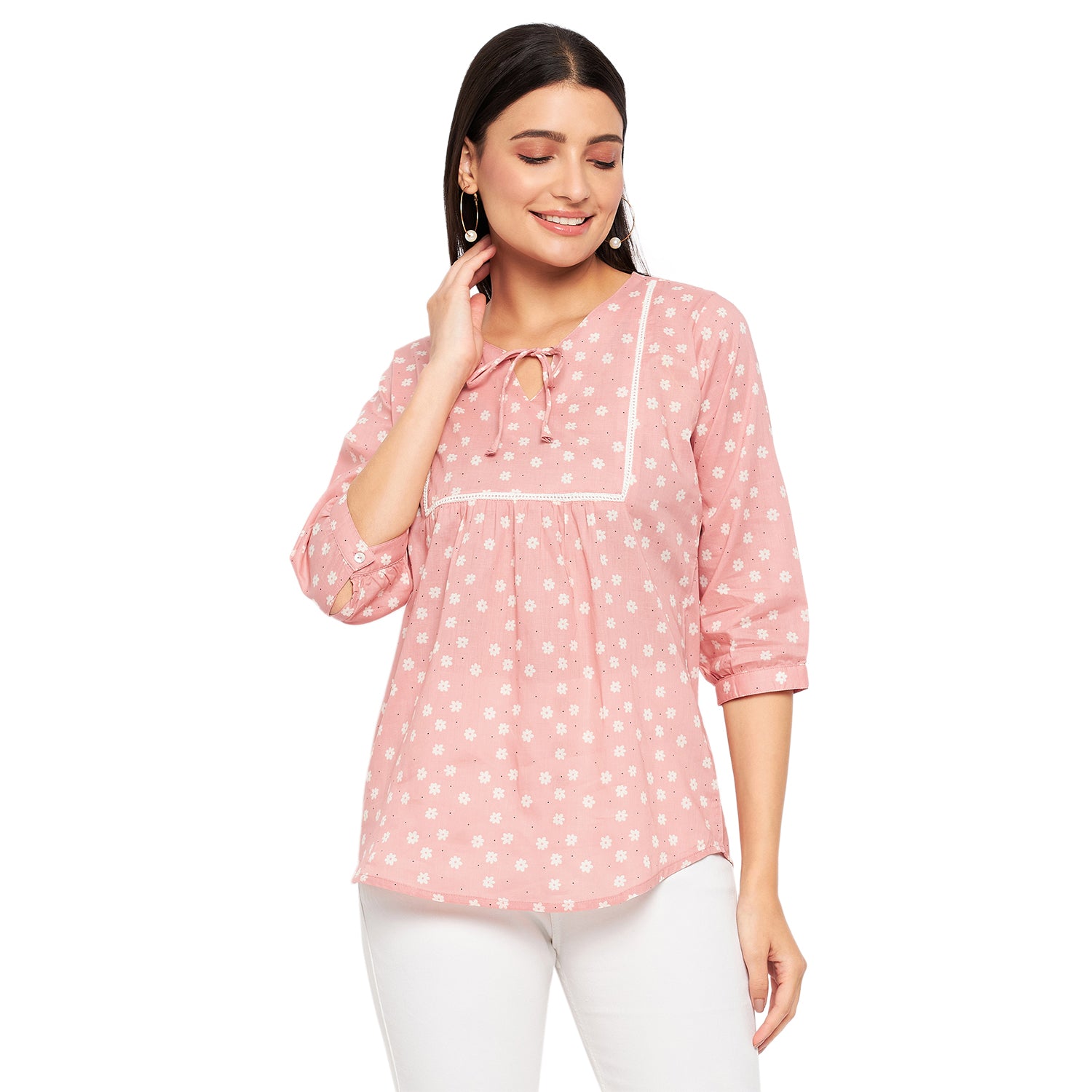 Duke Stardust Women V-Neck 3/4th Sleeve Printed Top (SDX3275)