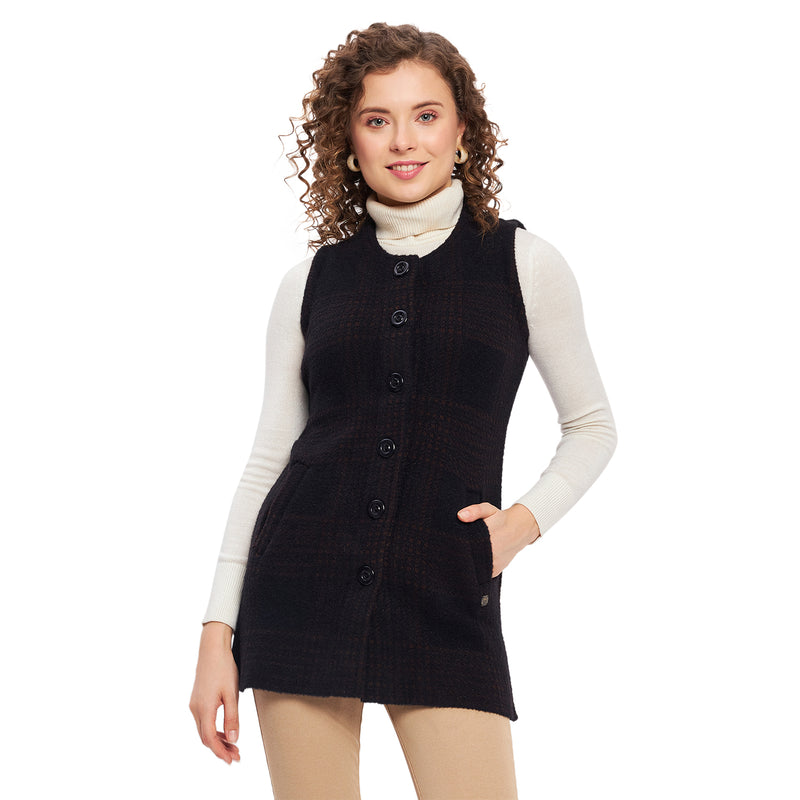 Duke Urban Women Sleeveless Self Design Cardigan (LQS9783)
