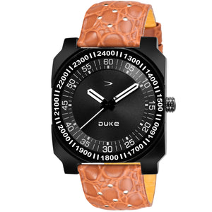 Duke Tan Brown Analogue Display Square Dial Men’s & Boy’s Watch - Black Dial (DK503RM01S)