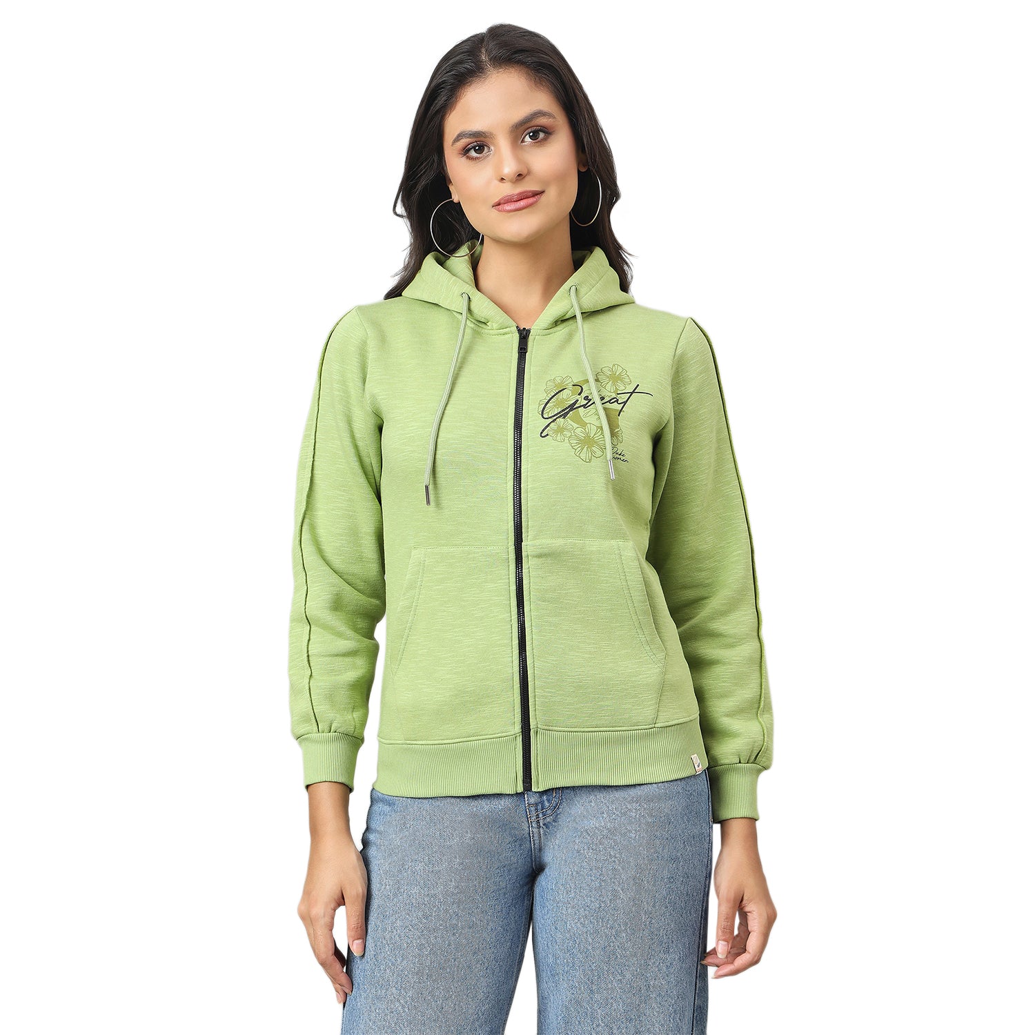 Duke Urban Women Smart fit Hooded Full Zip Sweatshirt (LFX983)