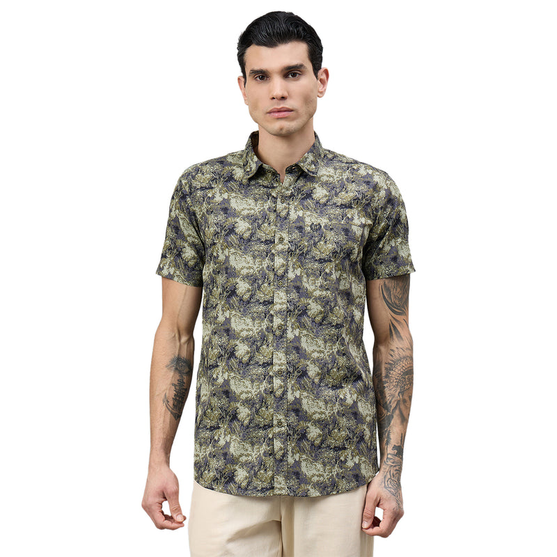 Duke Urban Men Military Camouflage Half Sleeve Slim Shirt (SDO6PRIF)