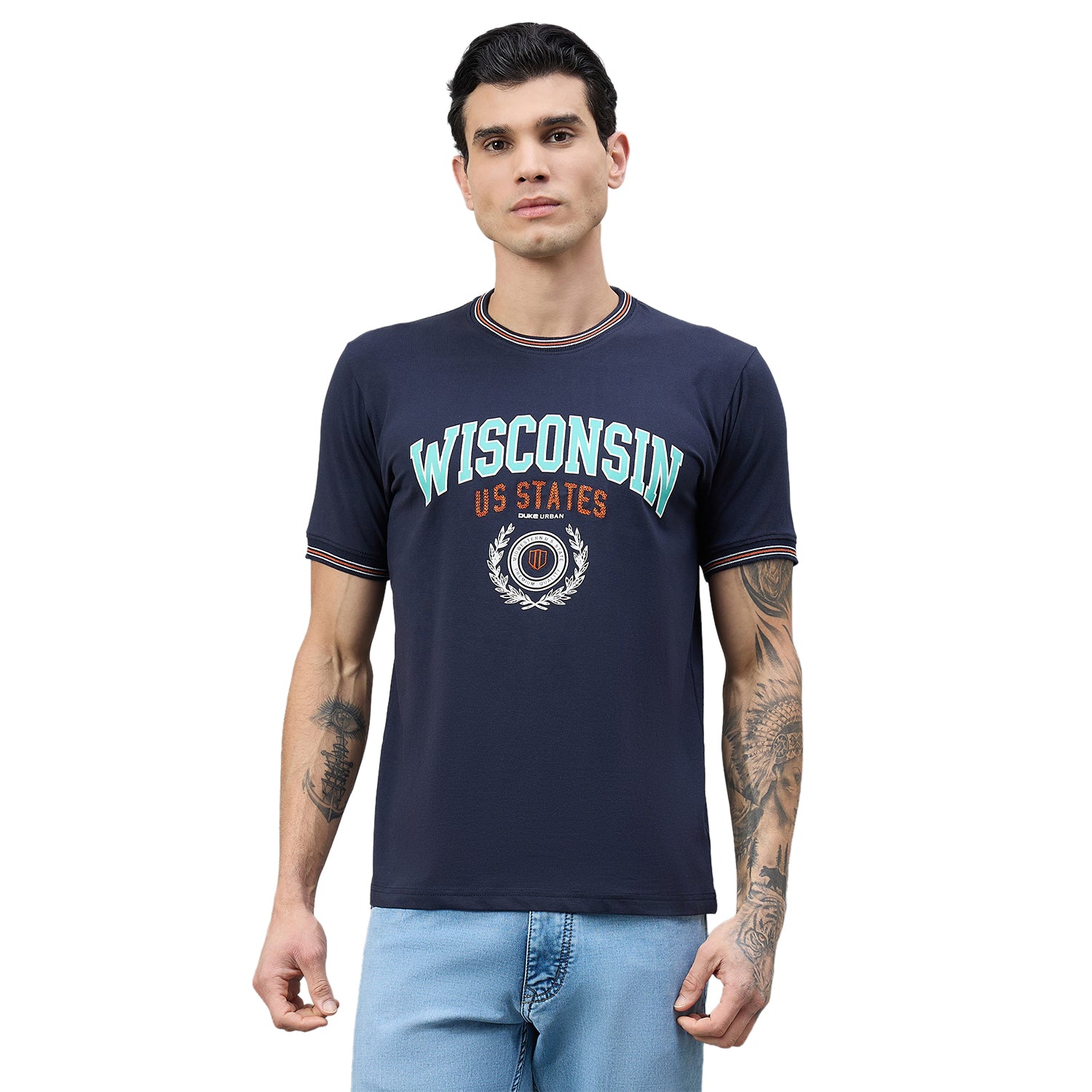 Duke Urban Men Round Neck Half Sleeve Slim T-Shirt (LF7505)