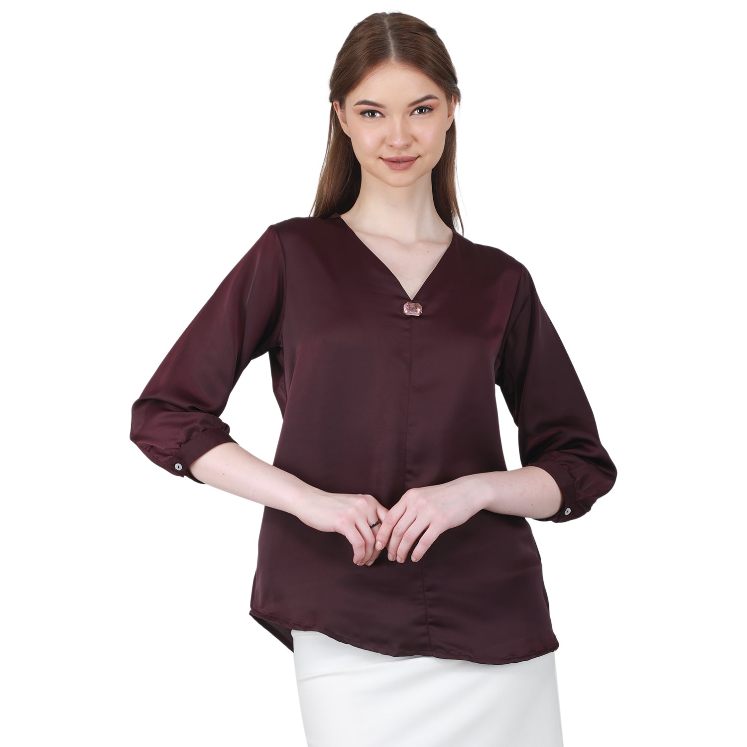 Duke Stardust Women V Neck Solid Top (SDX3280)