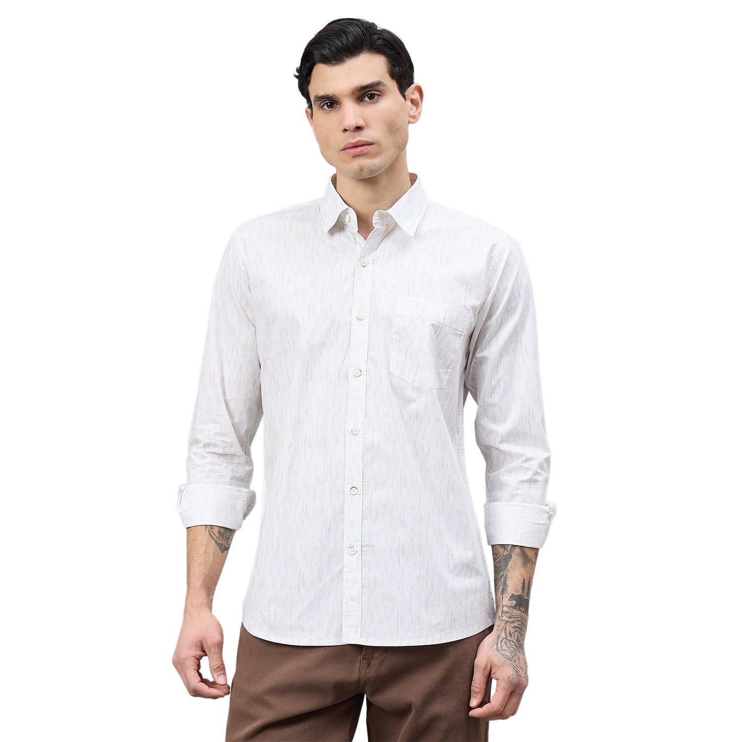 Duke Urban Men Self Design Pure Cotton Slim Fit Casual Full Sleeve Shirt (SDO6PRIK)