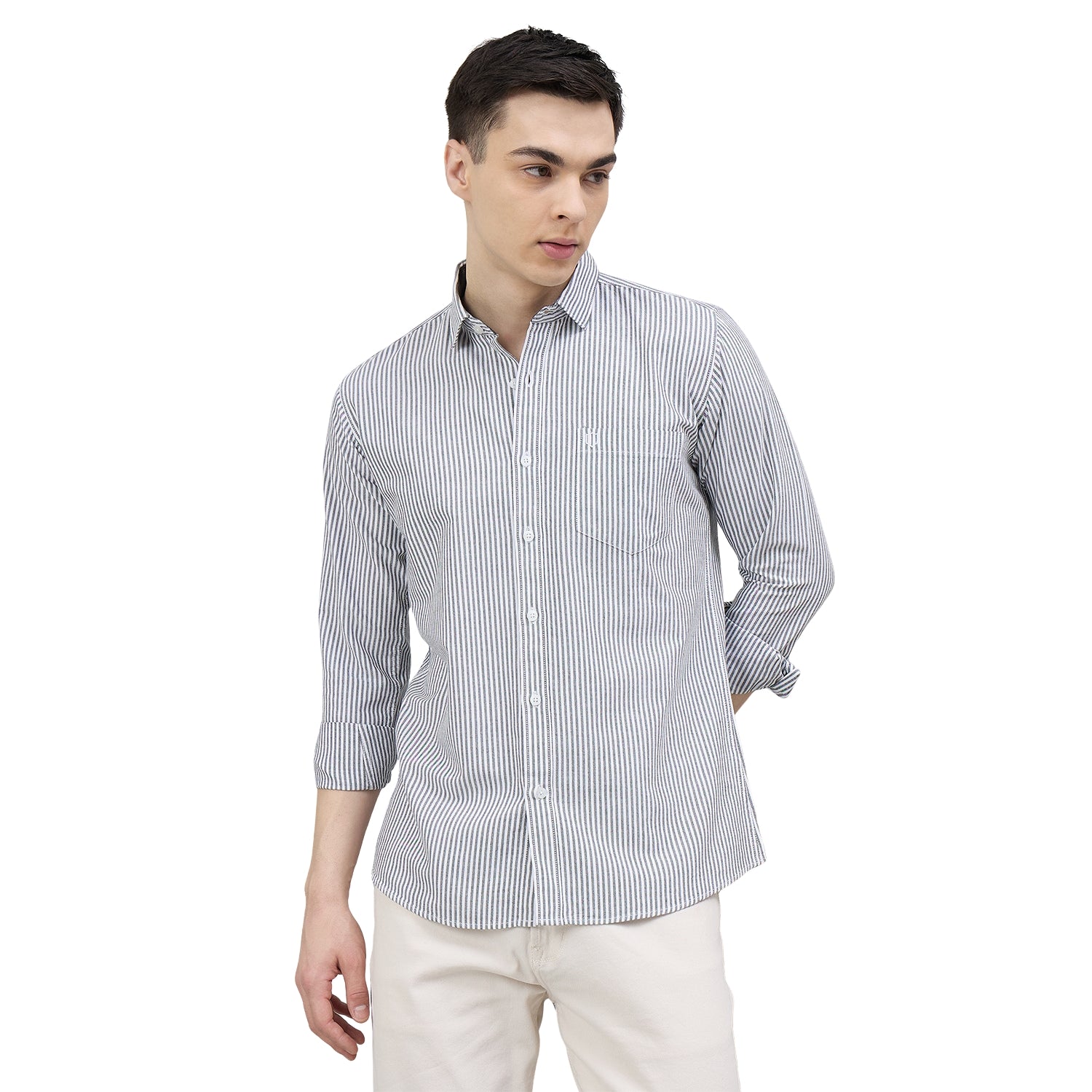 Duke Urban Men Striped Pure Cotton Slim Fit Casual Full Sleeve Shirt (SDO8STON)
