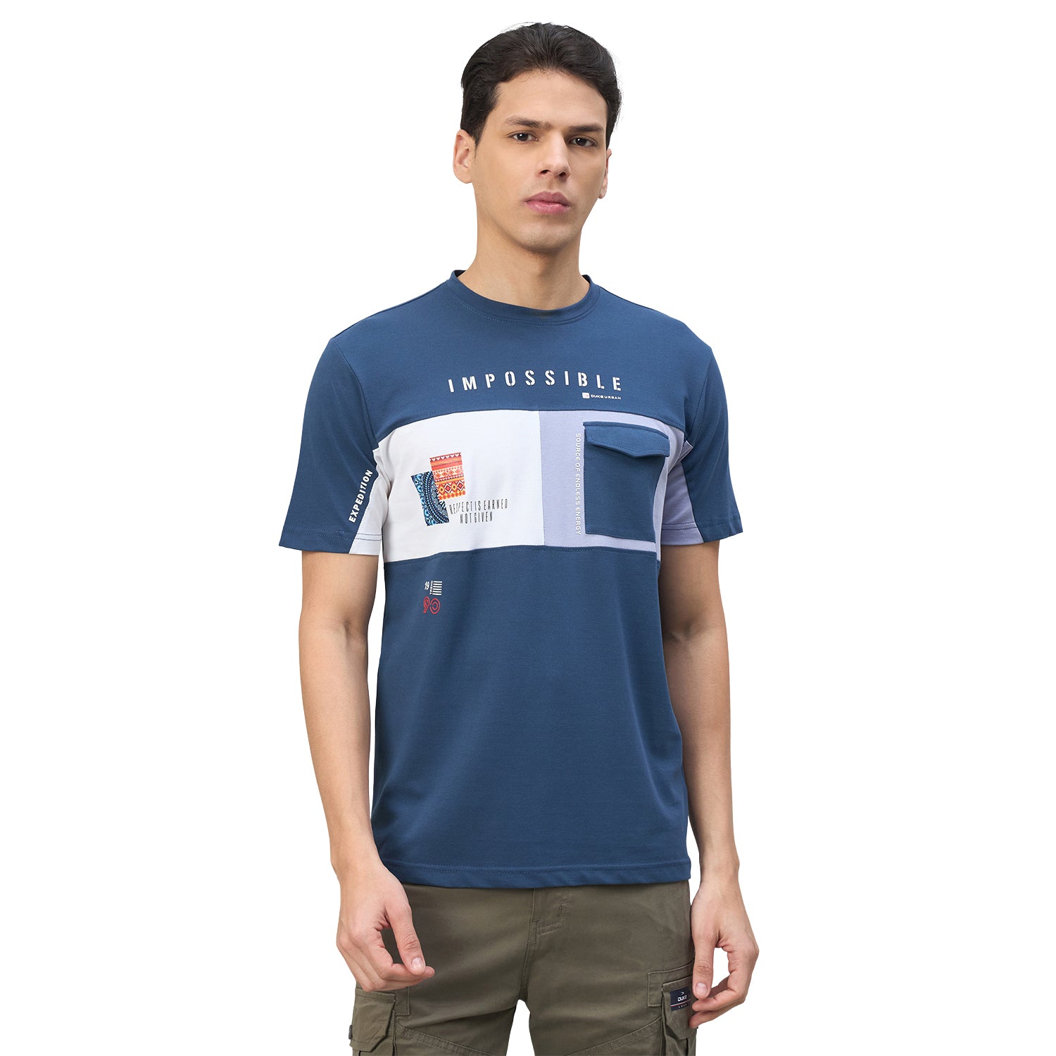 Duke Urban Men Colorblocked Half Sleeve Round Neck Tshirt (LF7613)