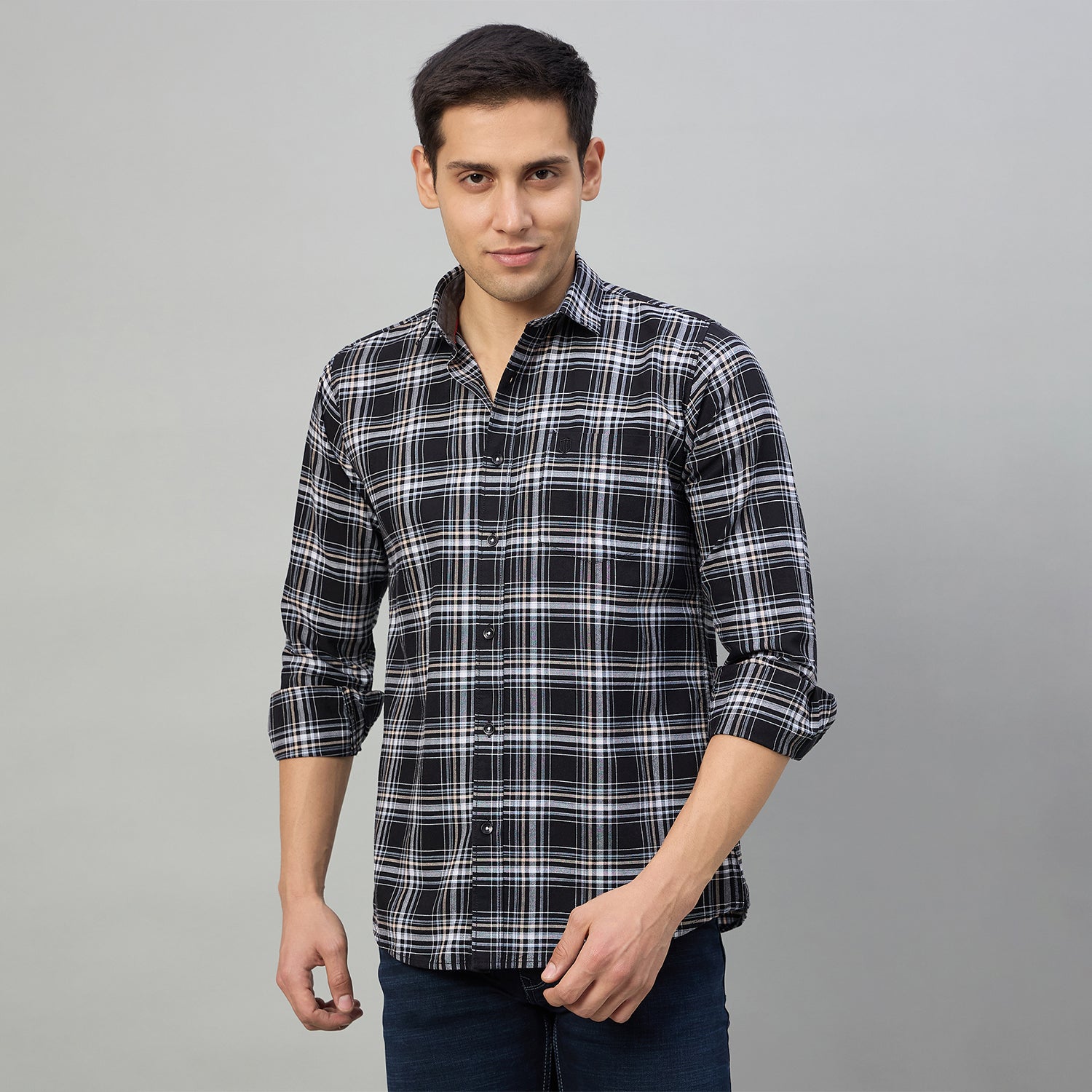 Duke Men Slim Fit Full Sleeve Short Style Cotton Shirt (SDO8CKBU)