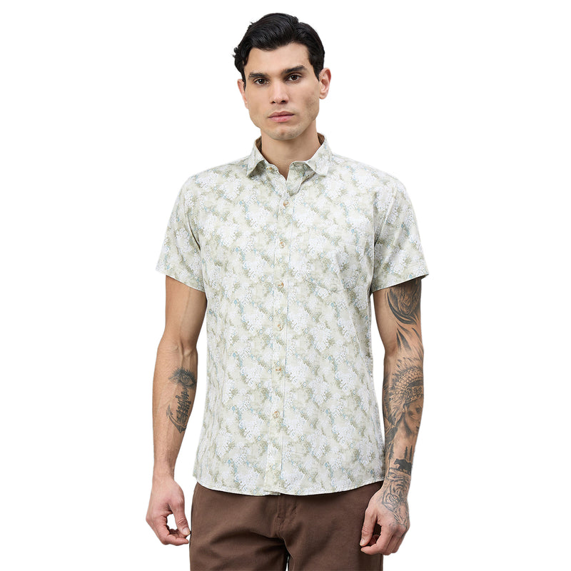 Duke Urban Men Printed Half Sleeve Spread Collar Slim Shirt (SDO4PRAD)
