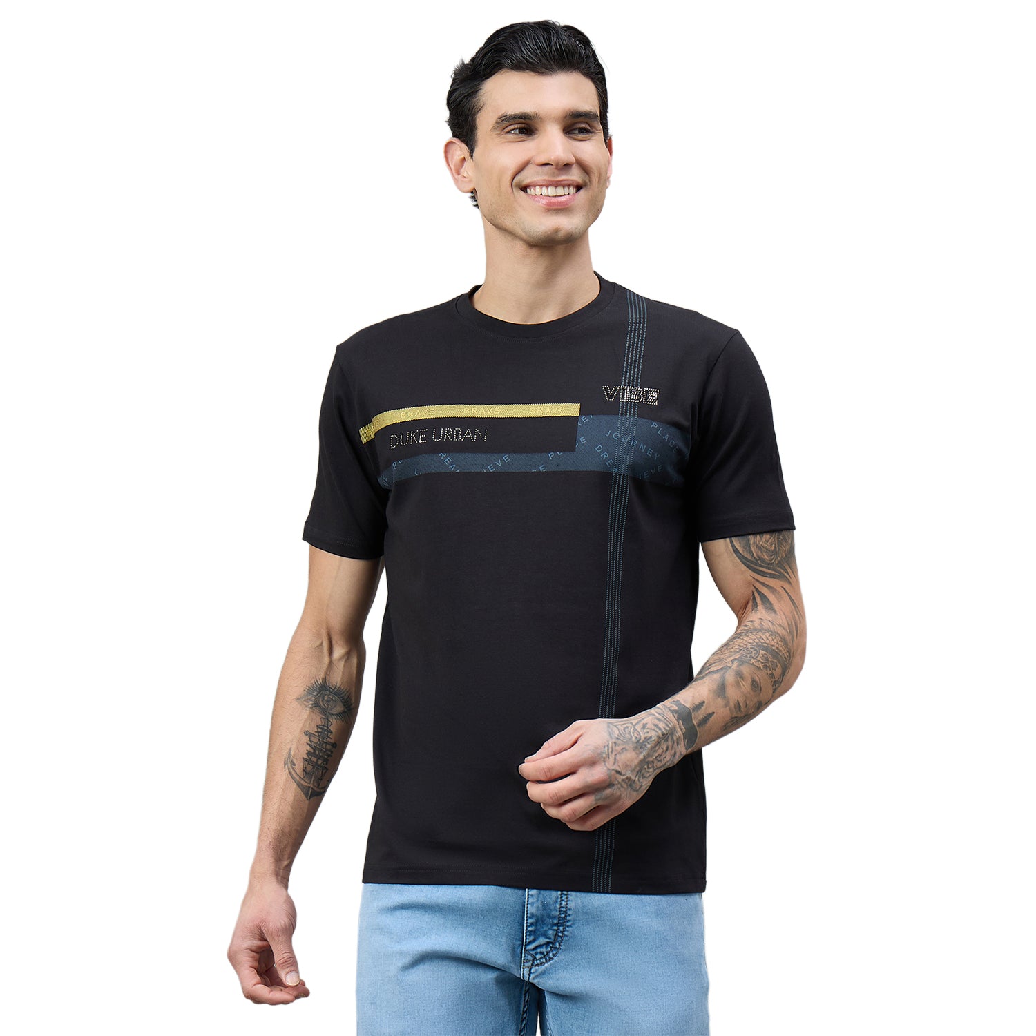 Duke Urban Men Round Neck Half Sleeve Slim T-Shirt (LF7517)