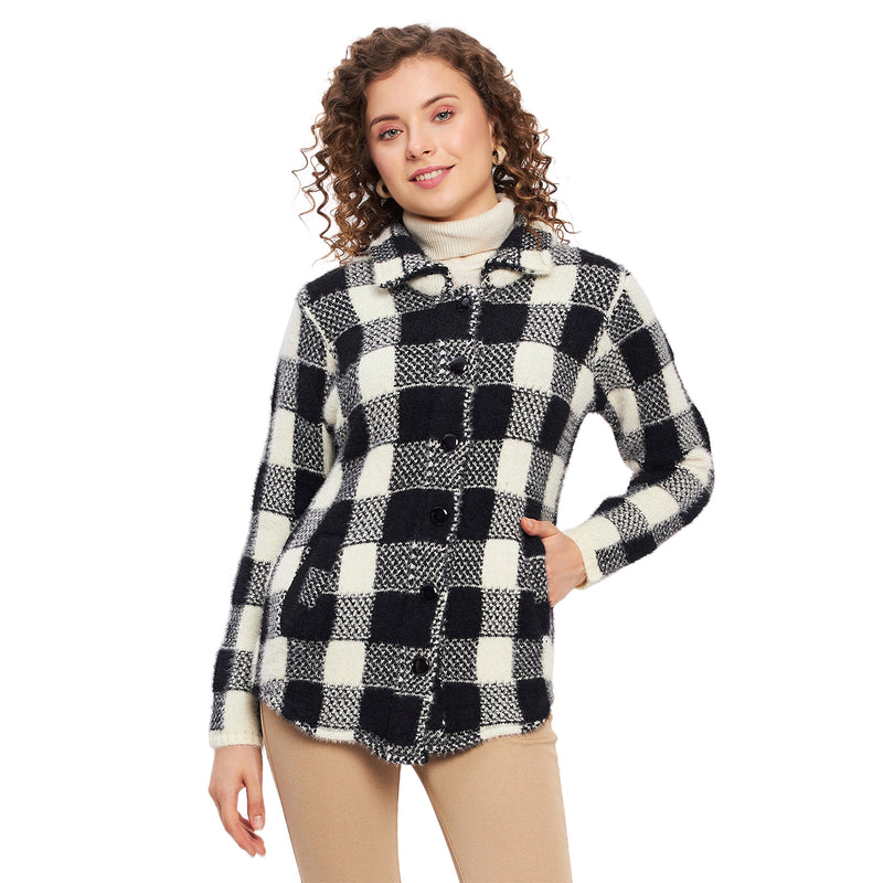 Duke Urban Women Full Sleeve Checkered Cardigan (LQS9768)