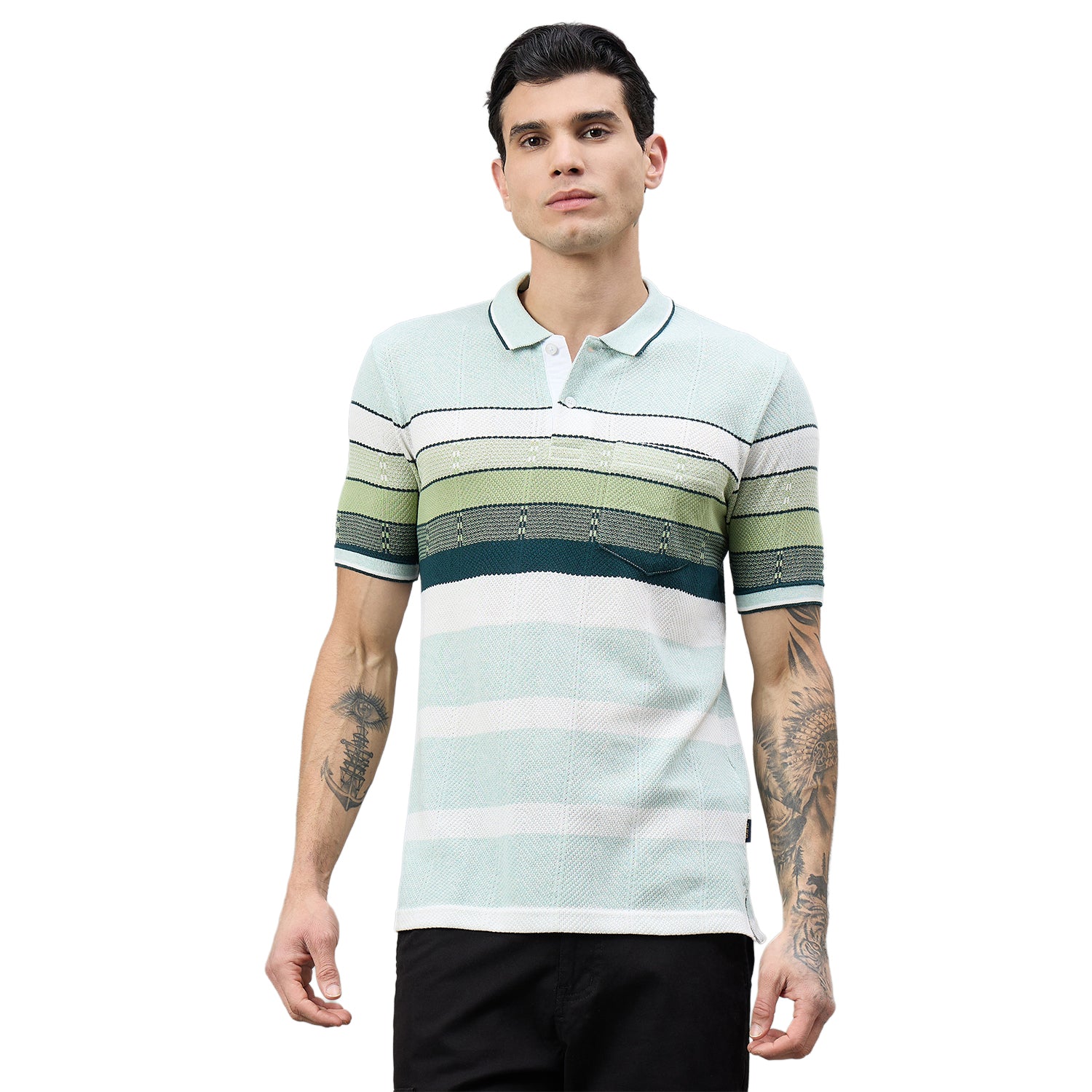 Duke Urban Men Striped Half Sleeve Regular Polo Tshirt (LF7619)