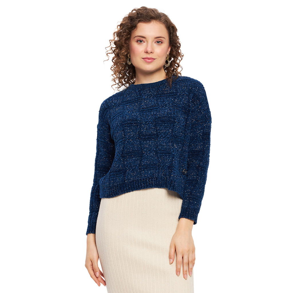 Duke Urban Women Full Sleeve Self Design Crop Pullover (SDS1013)