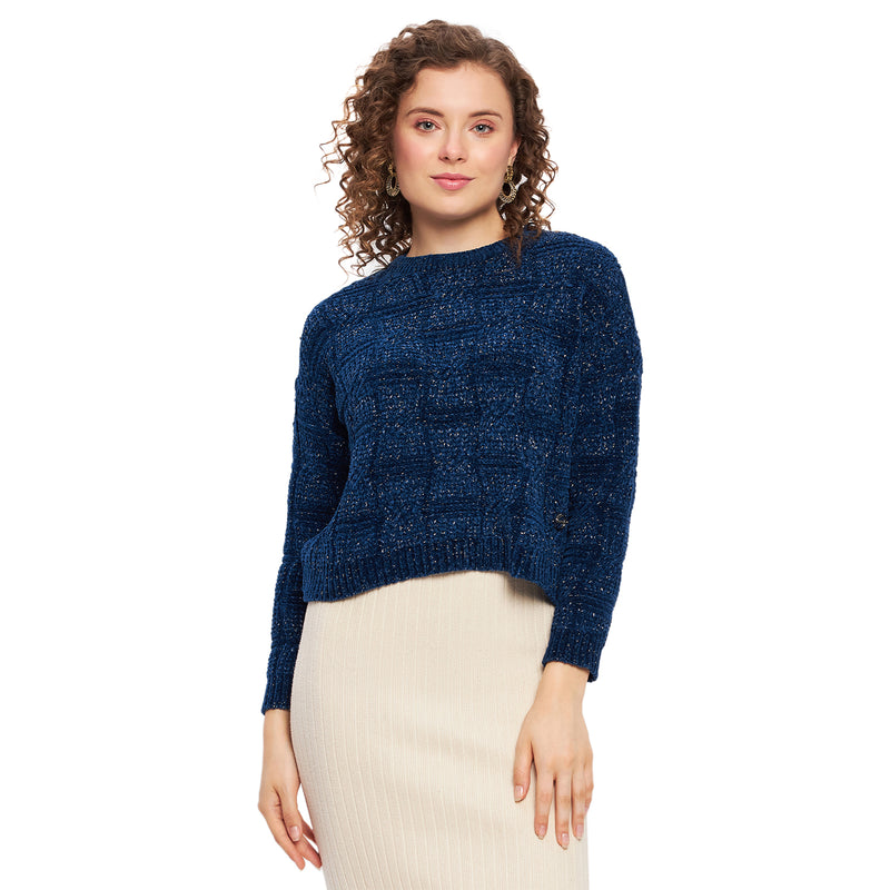 Duke Urban Women Full Sleeve Self Design Crop Pullover (SDS1013)