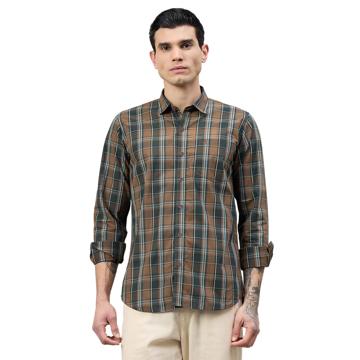 Duke Urban Men Checkered Full Sleeve Spread Collar Slim Shirt (SDO9CKS)