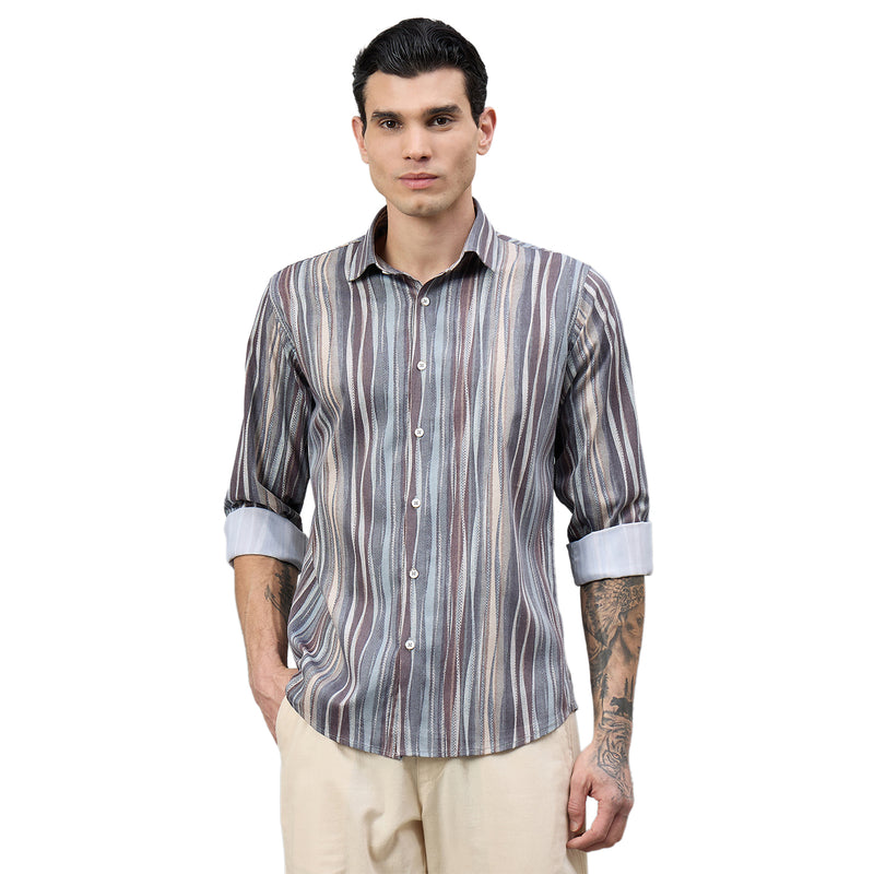 Duke Urban Men Printed Full Sleeve Spread Collar Regular Shirt (SDO9PRK)