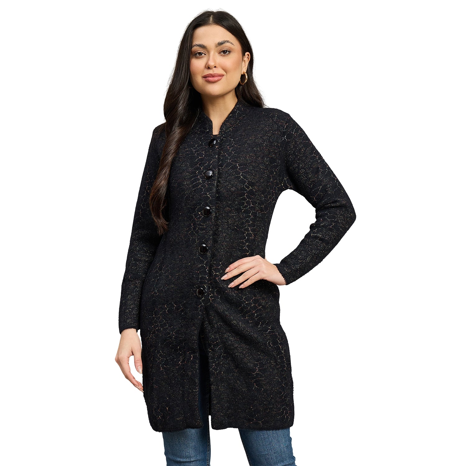 Duke Urban Women Full Sleeve Self Design Sweater (SDS1260R)