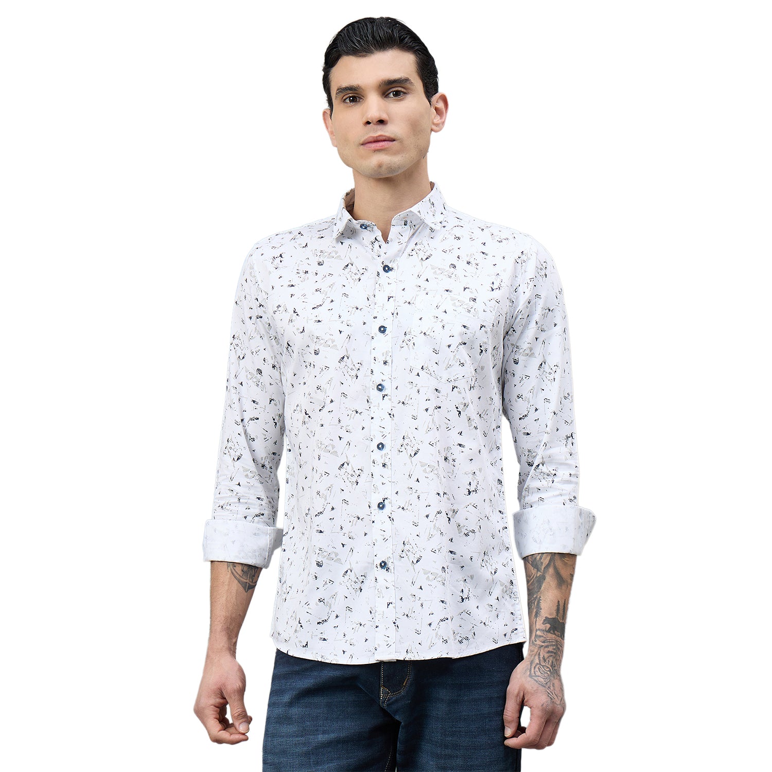 Duke Urban Men Printed Full Sleeve Spread Collar Slim Shirt (SDO8PRBC)