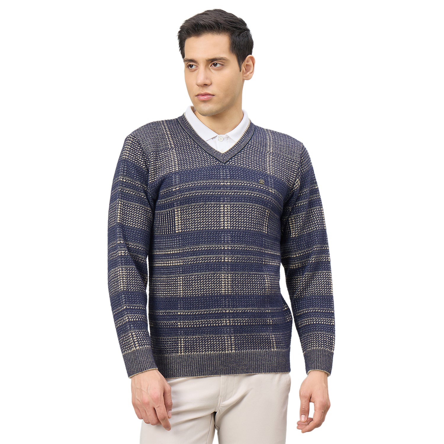 Duke Men Full Sleeve V Neck Regular Sweater (SDS2318)