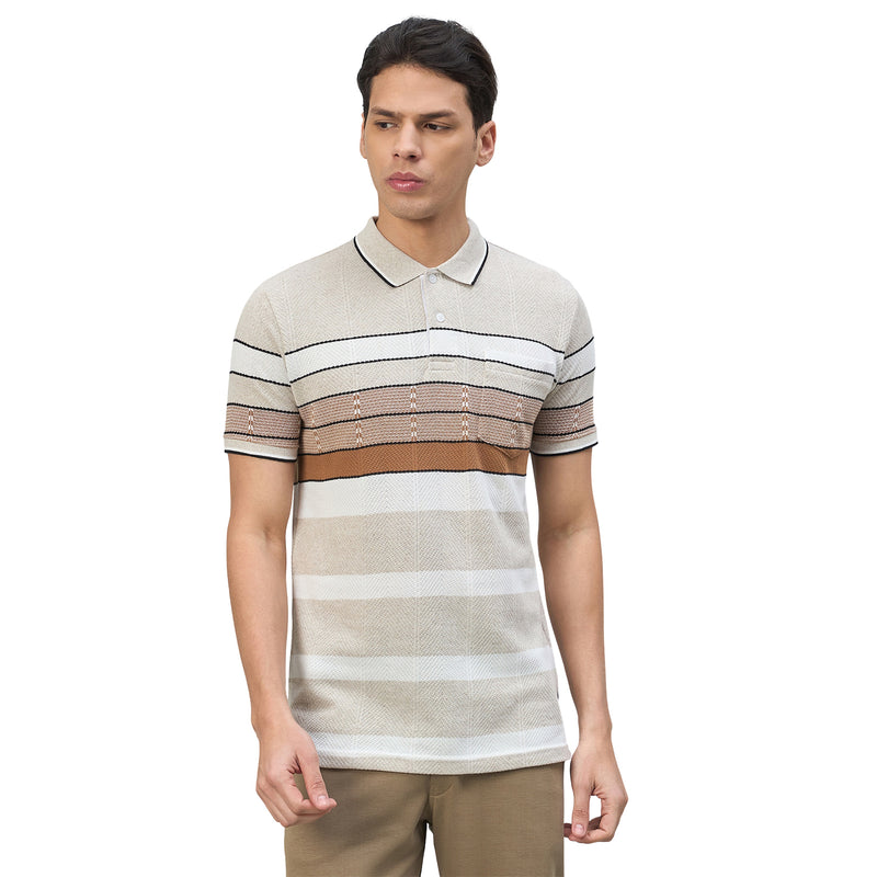 Duke Urban Men Striped Half Sleeve Regular Polo Tshirt (LF7619)