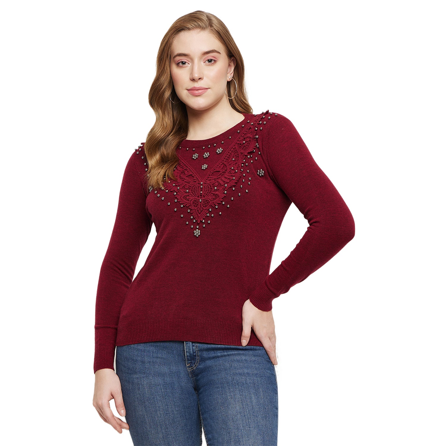 Duke Urban Women Full Sleeve Self Design Pullover (SDS882)