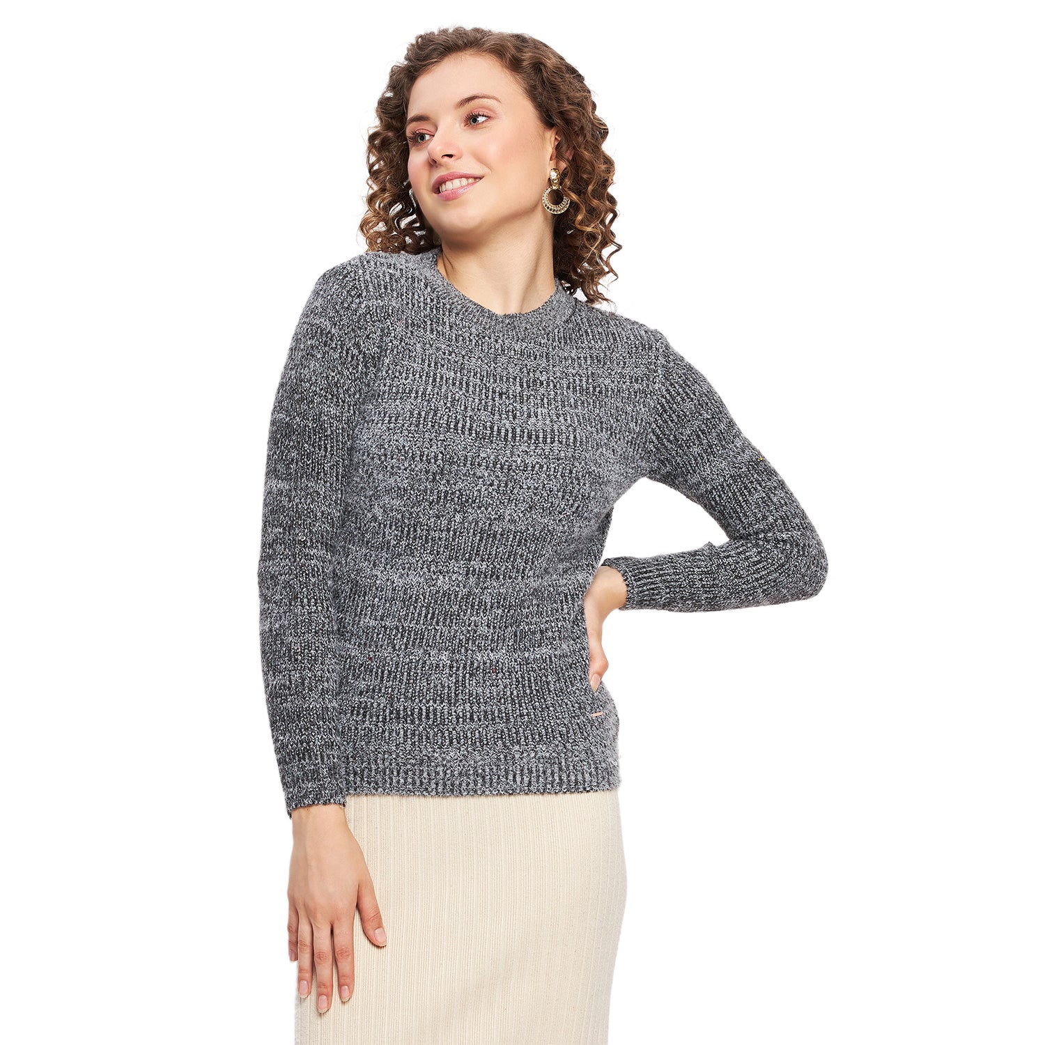 Duke Urban Women Full Sleeve Self Design Sweater (LQS9772)