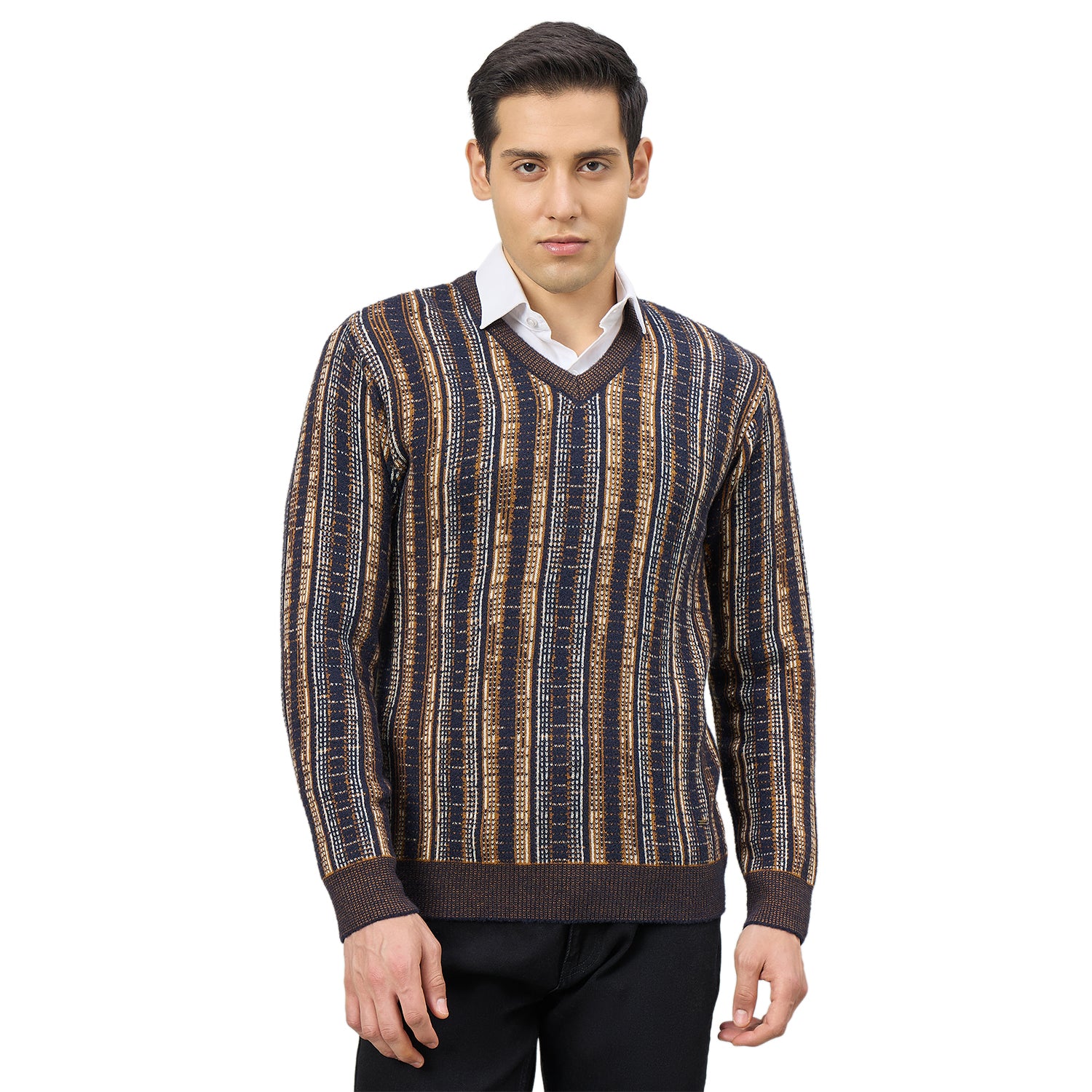 Duke Men Full Sleeve V Neck Regular Sweater (SDS2394)