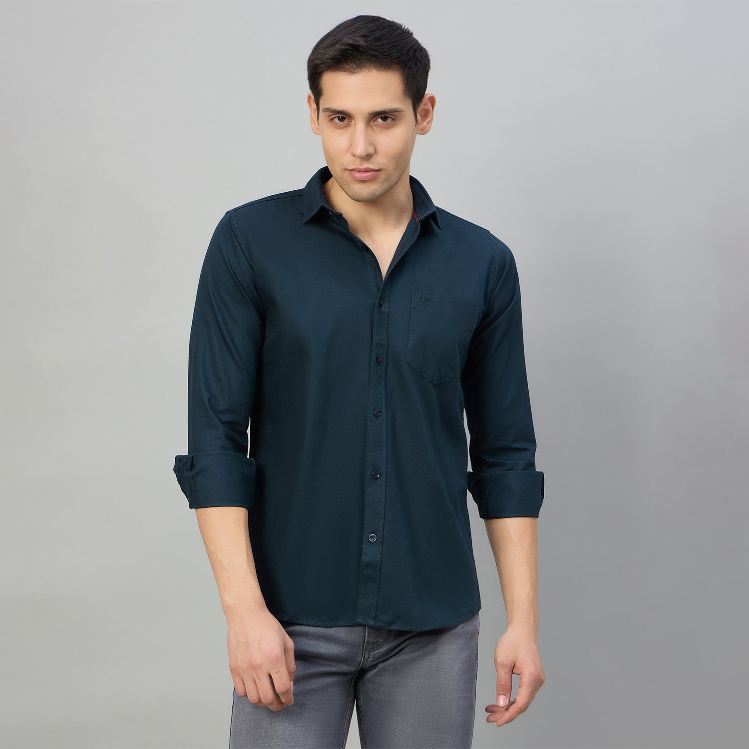 Duke Men Slim Fit Full Sleeve Short Style Cotton Shirt (SDO8PLTC)