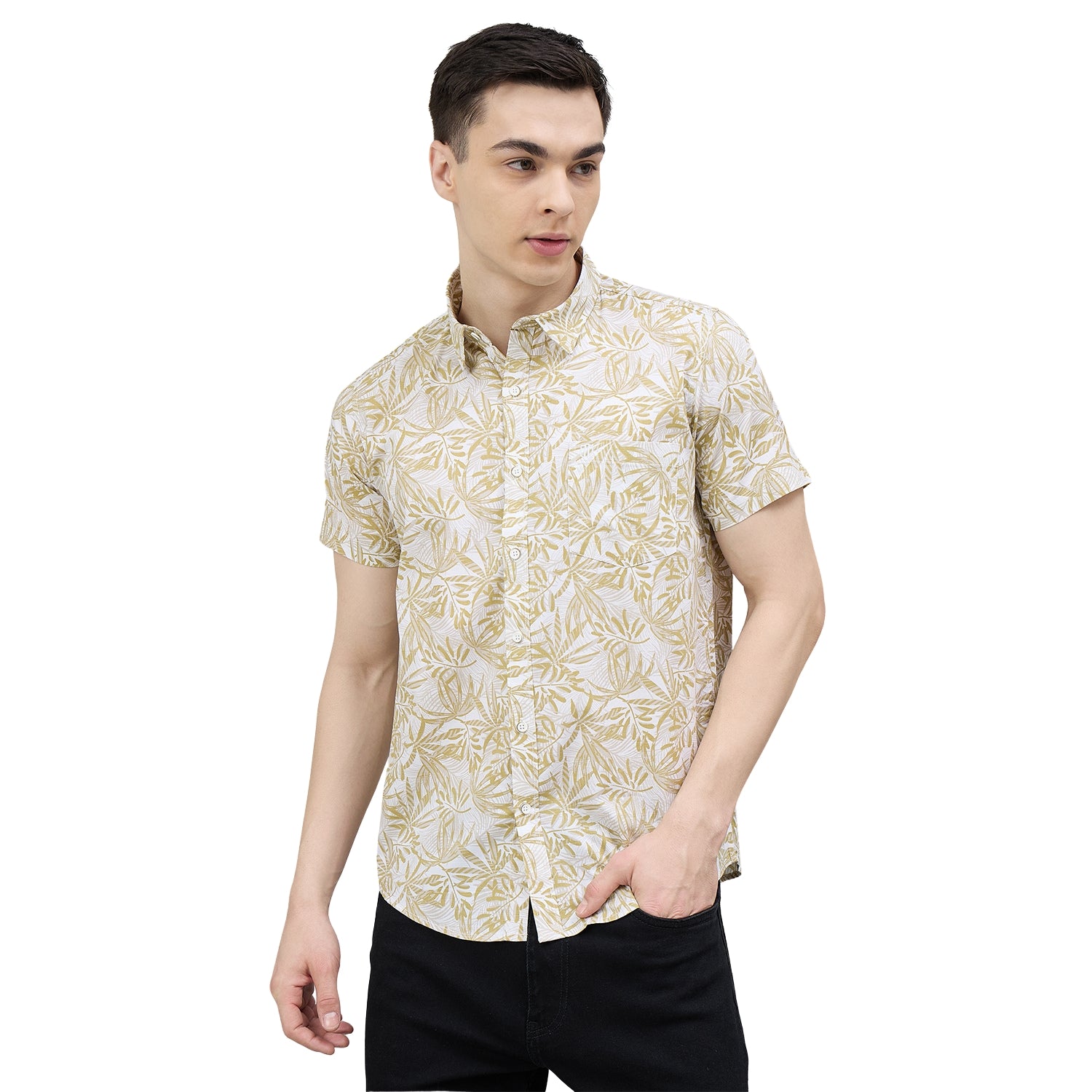 Duke Urban Men Floral Print Half Sleeve Slim Shirt (SDO3PRE)