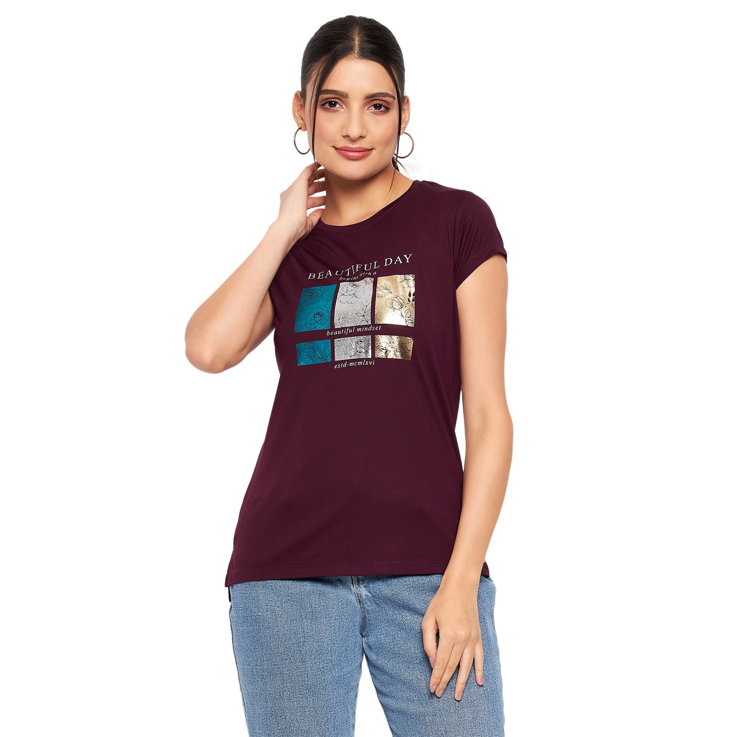 Duke Stardust Women Round Neck Short Sleeve Printed Top (LFX897)