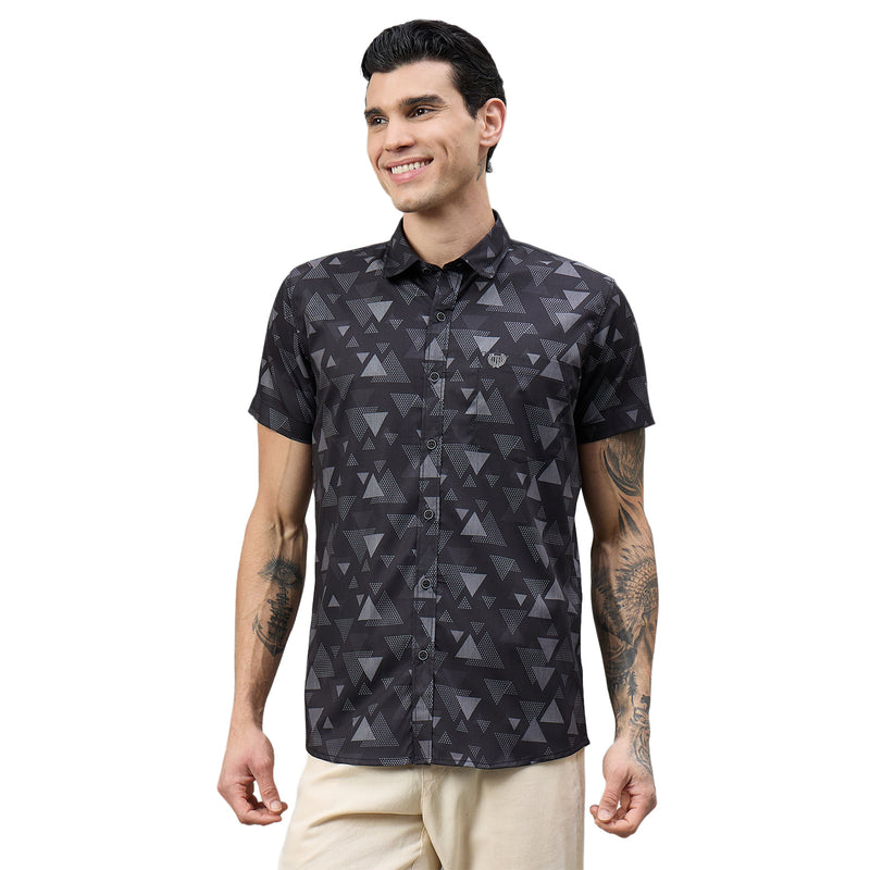 Duke Urban Men Geometric Print Half Sleeve Slim Shirt (SDO6PRIM)