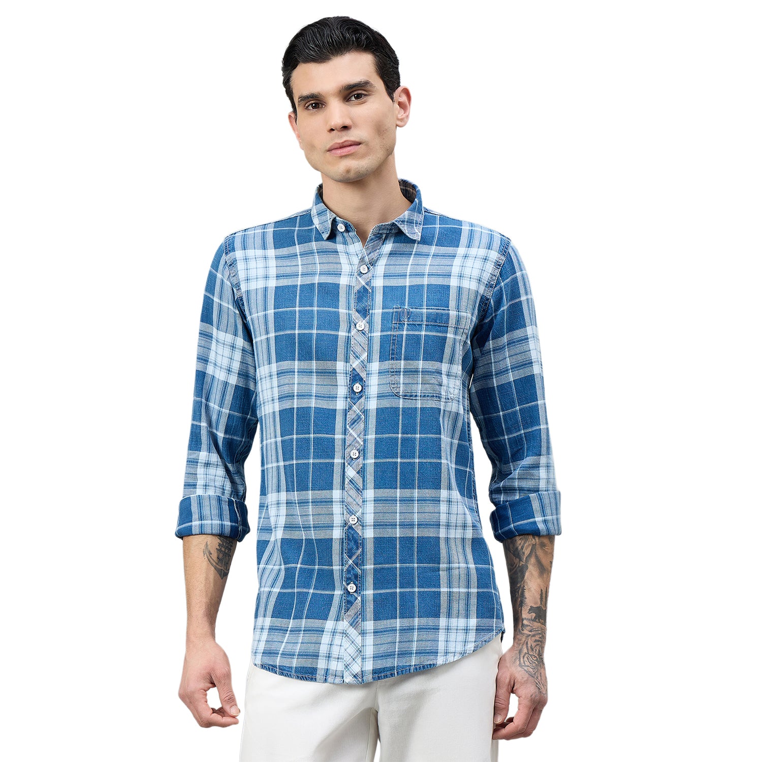 Duke Urban Men Checkered Full Sleeve Spread Collar Slim Shirt (SDO9CKW)