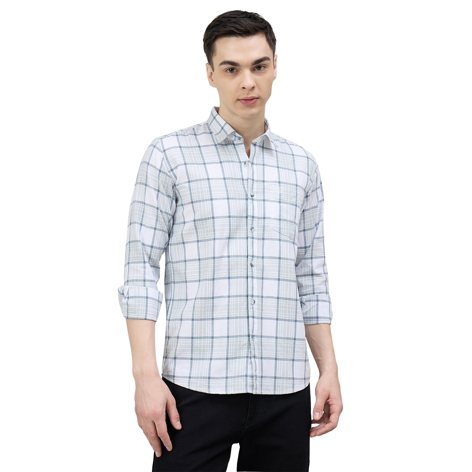 Duke Urban Men Checkered Full Sleeve Spread Collar Slim Shirt (SDO6CHQ)