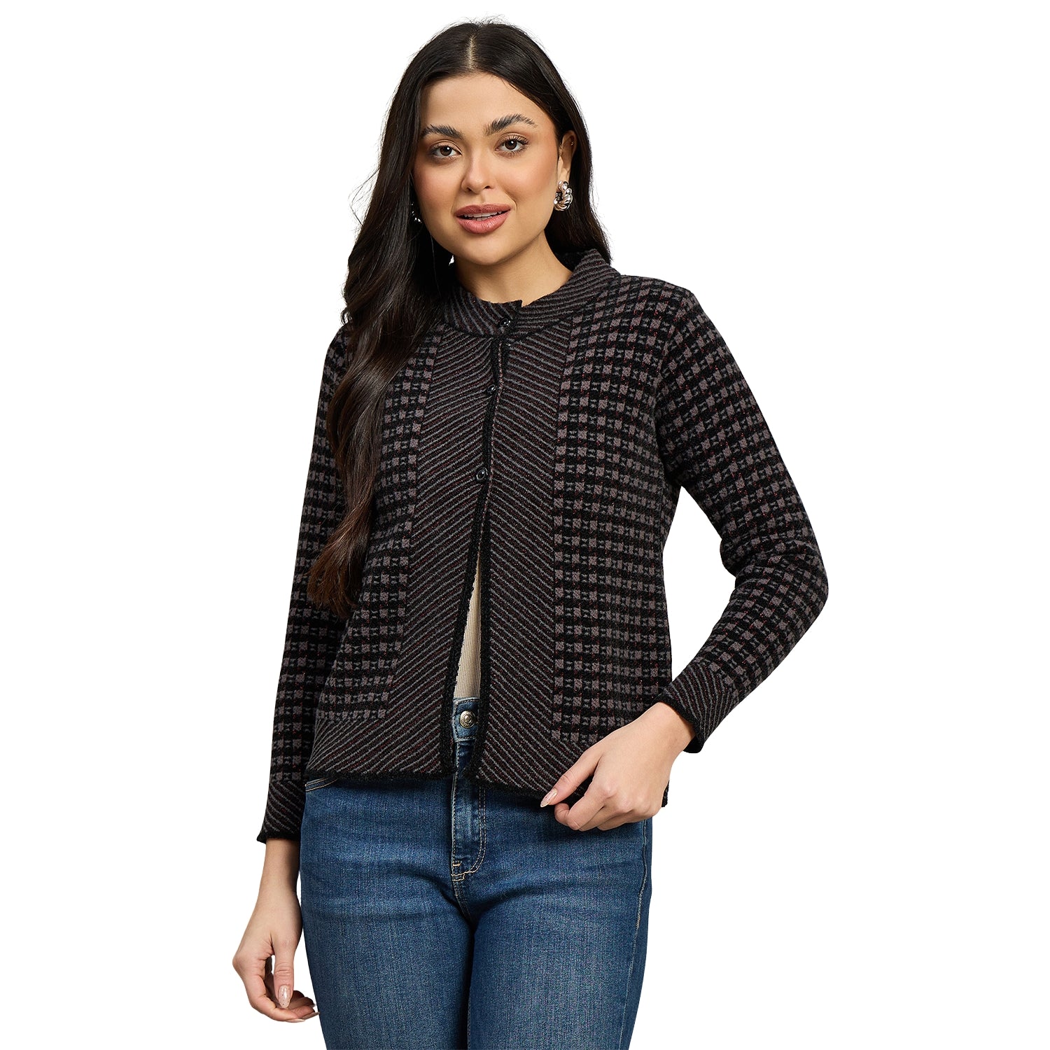 Duke Urban Women Full Sleeve Front Open Slim Fit Sweater (SDS1447)