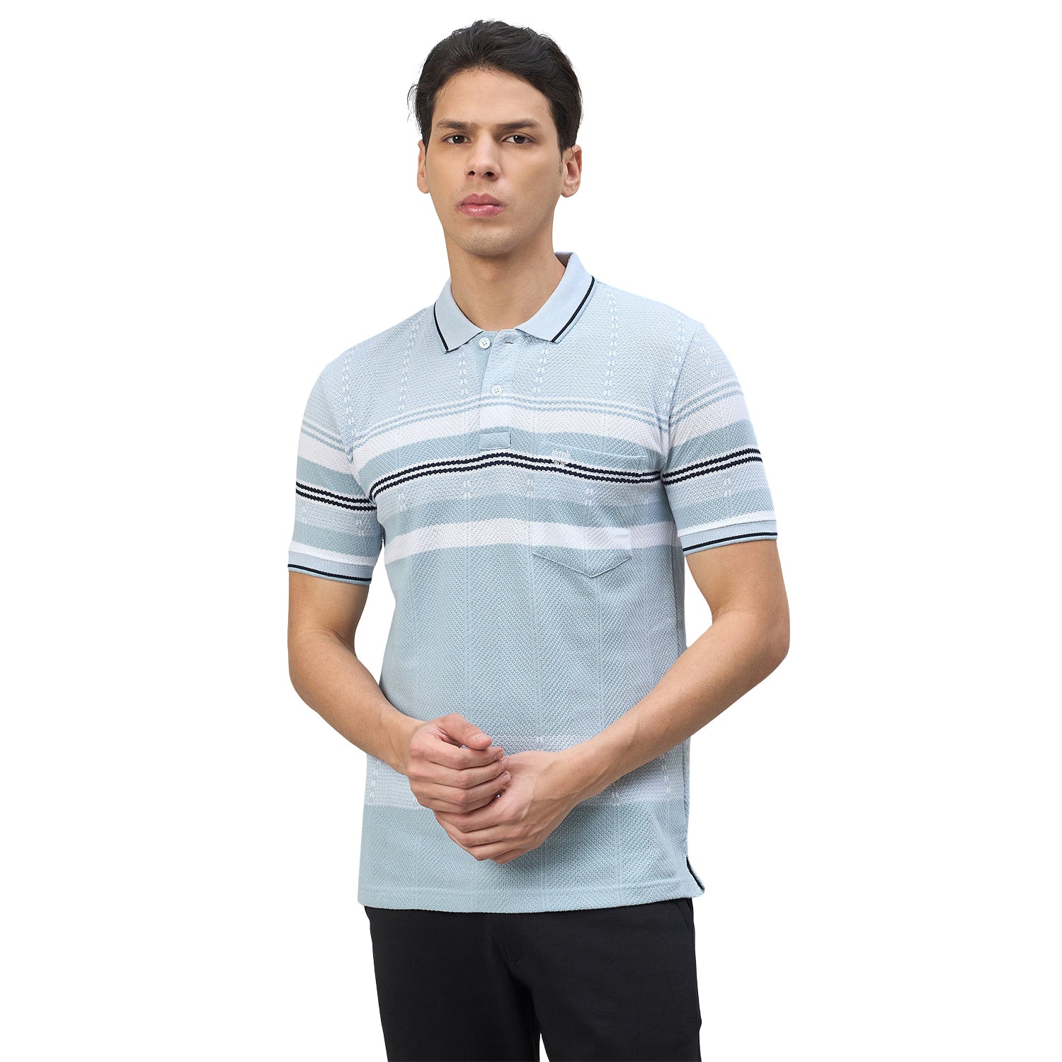 Duke Urban Men Striped Half Sleeve Regular Polo Tshirt (LF7570)