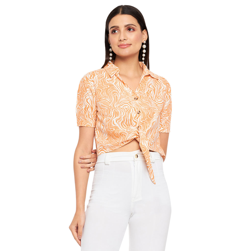 Duke Urban Women Half Sleeve Printed Crop Shirt (SDX3281)