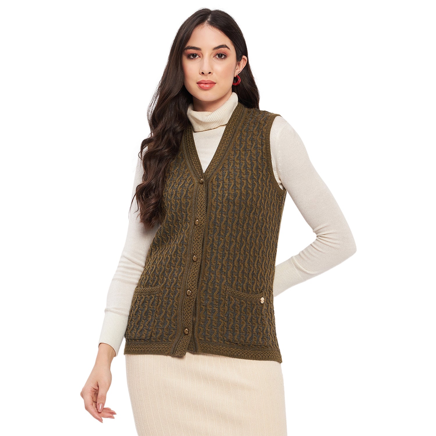 Duke Urban Women Sleeveless Self Design Cardigan (LQS9785)