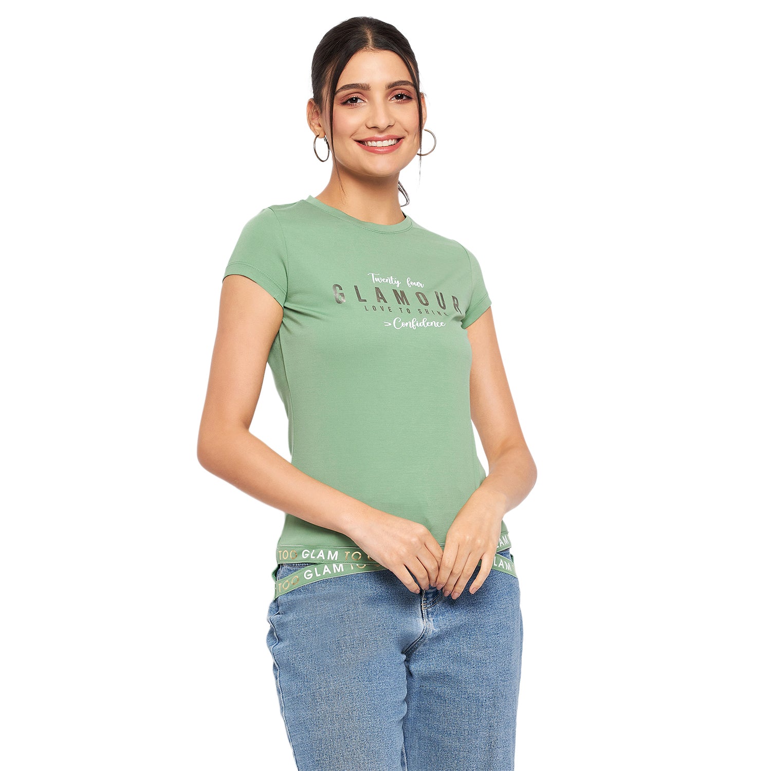 Duke Stardust Women Round Neck Short Sleeve Printed Top (LFX896)