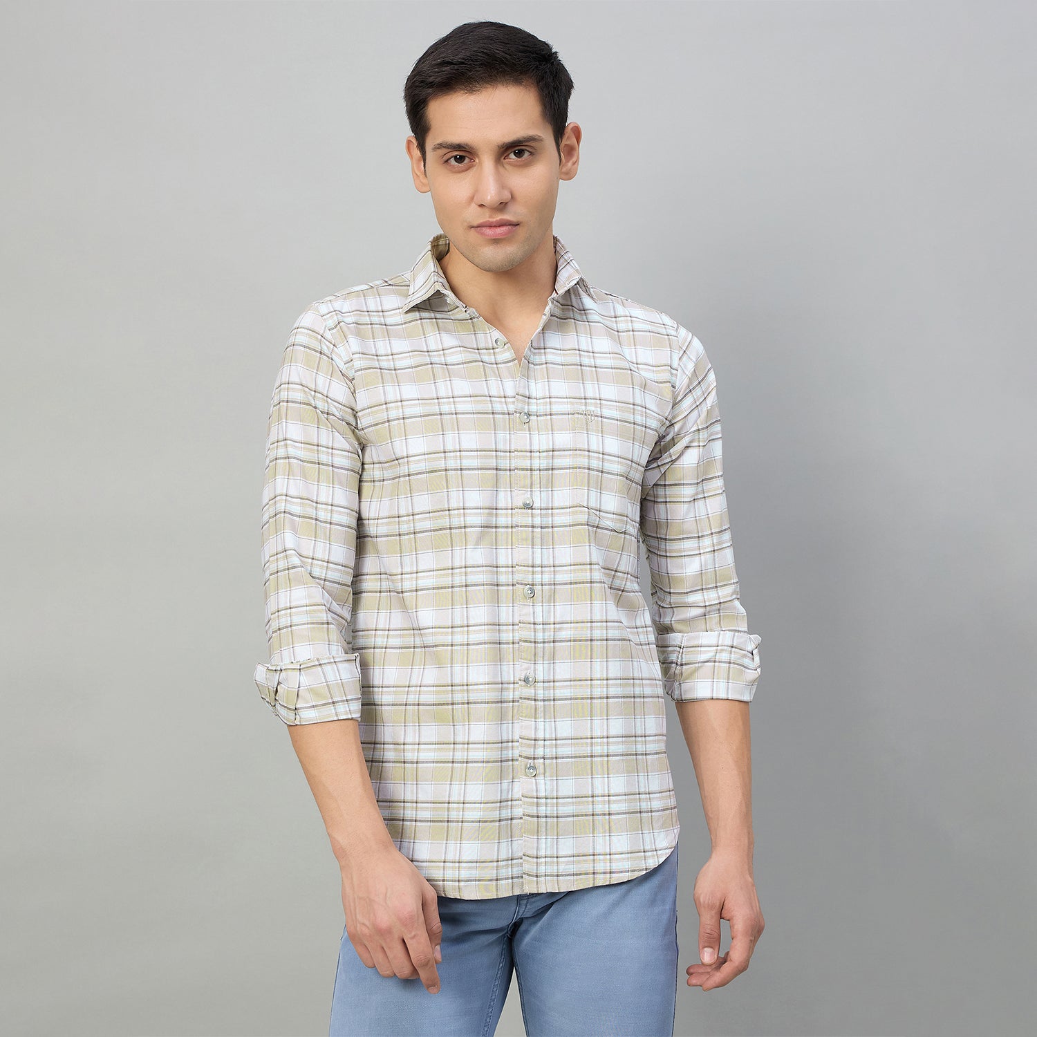 Duke Men Slim Fit Full Sleeve Oxford Cotton Shirt (SDO5CKDB)