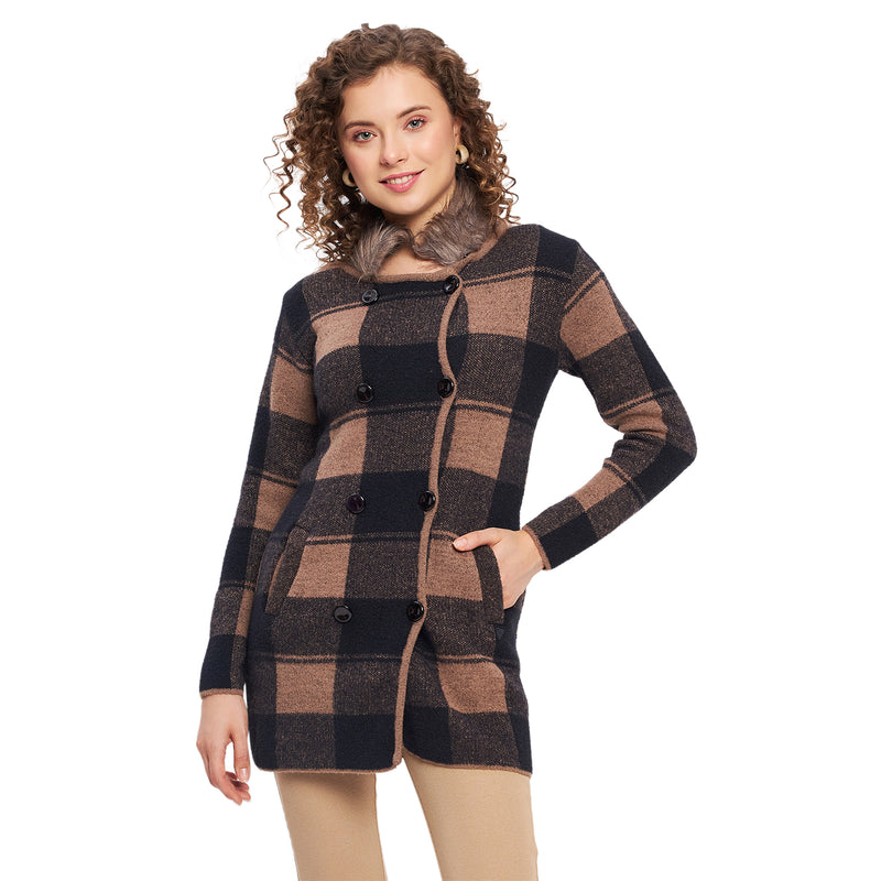 Duke Urban Women Full Sleeve Checkered Long Cardigan (SDS9765)