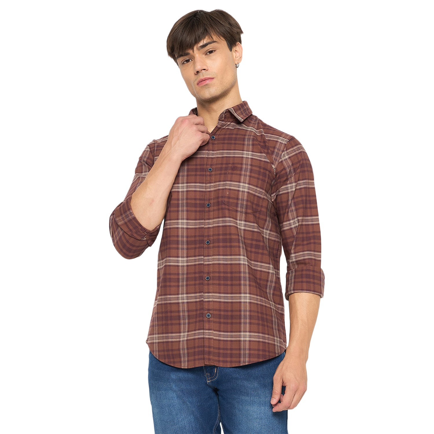 Duke Urban Men Slim Fit Solid Spread Collar Casual Shirt (SDO5CKOF)