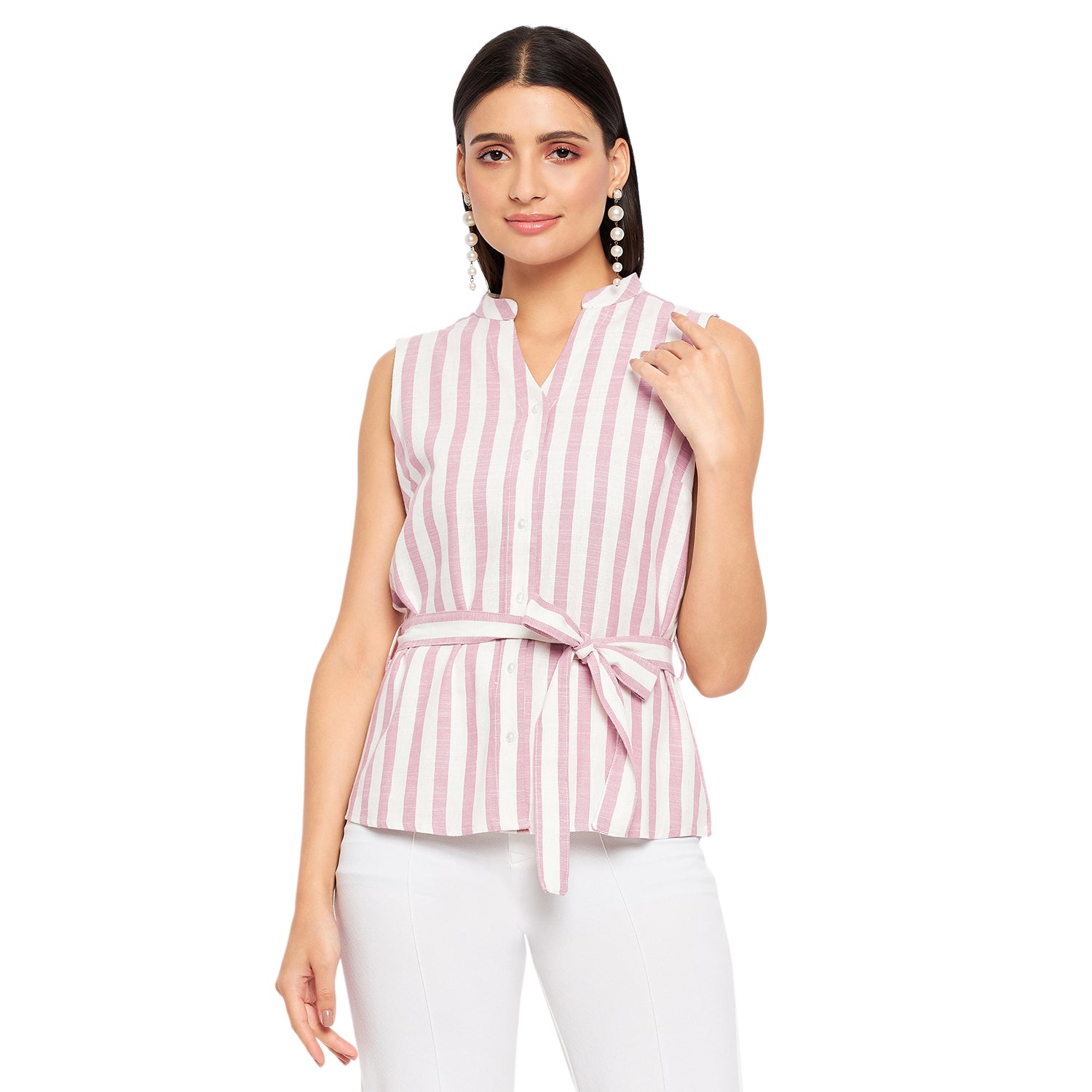 Duke Urban Women Sleeveless Striped Shirt (SDX3271)