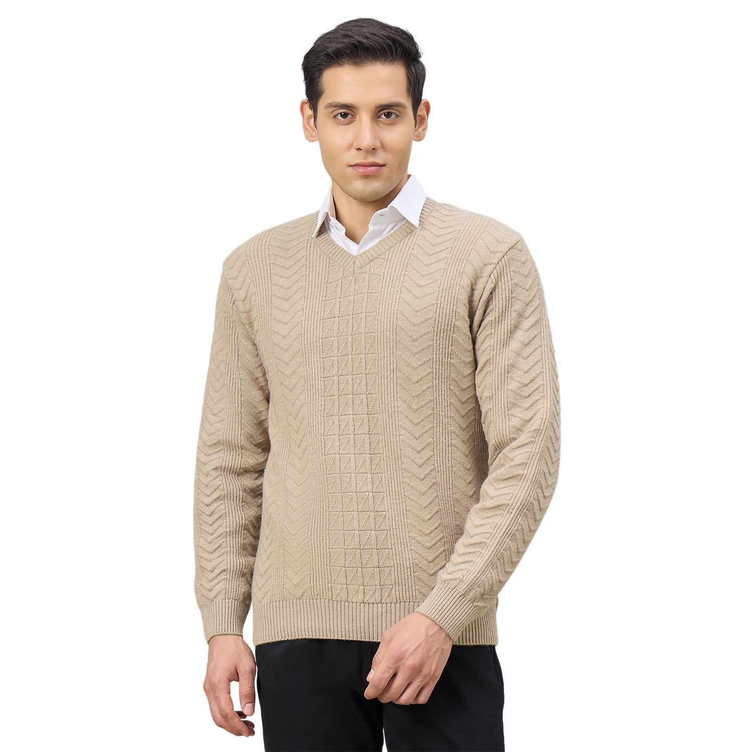 Duke Urban Men Full Sleeve V Neck Regular Sweater (SDS2353)