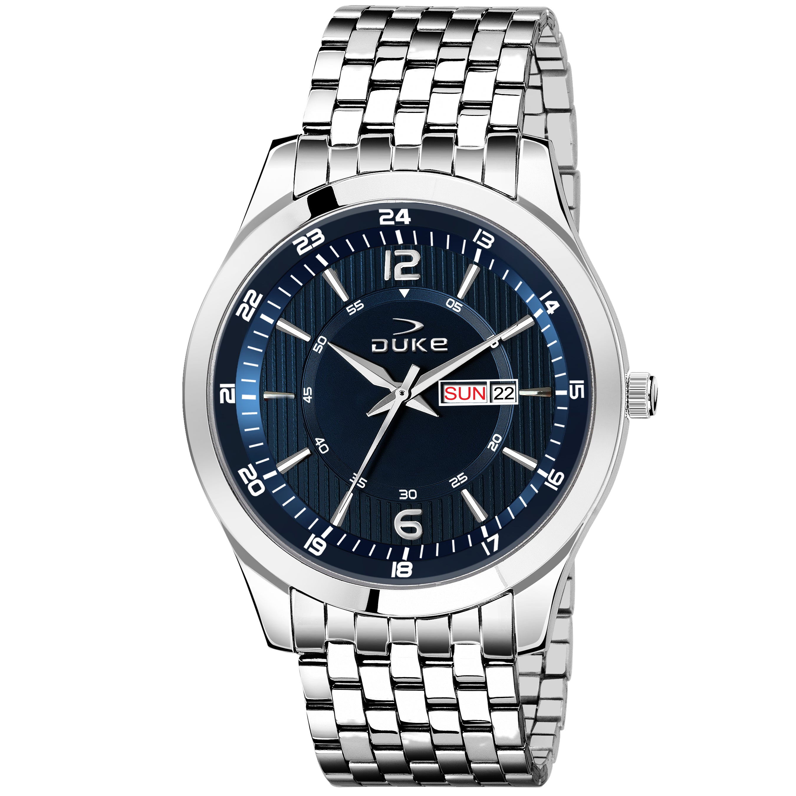 Duke Analogue Men Watch Stylish Stainless Steel Strap Blue Dial (DK008RM02C)
