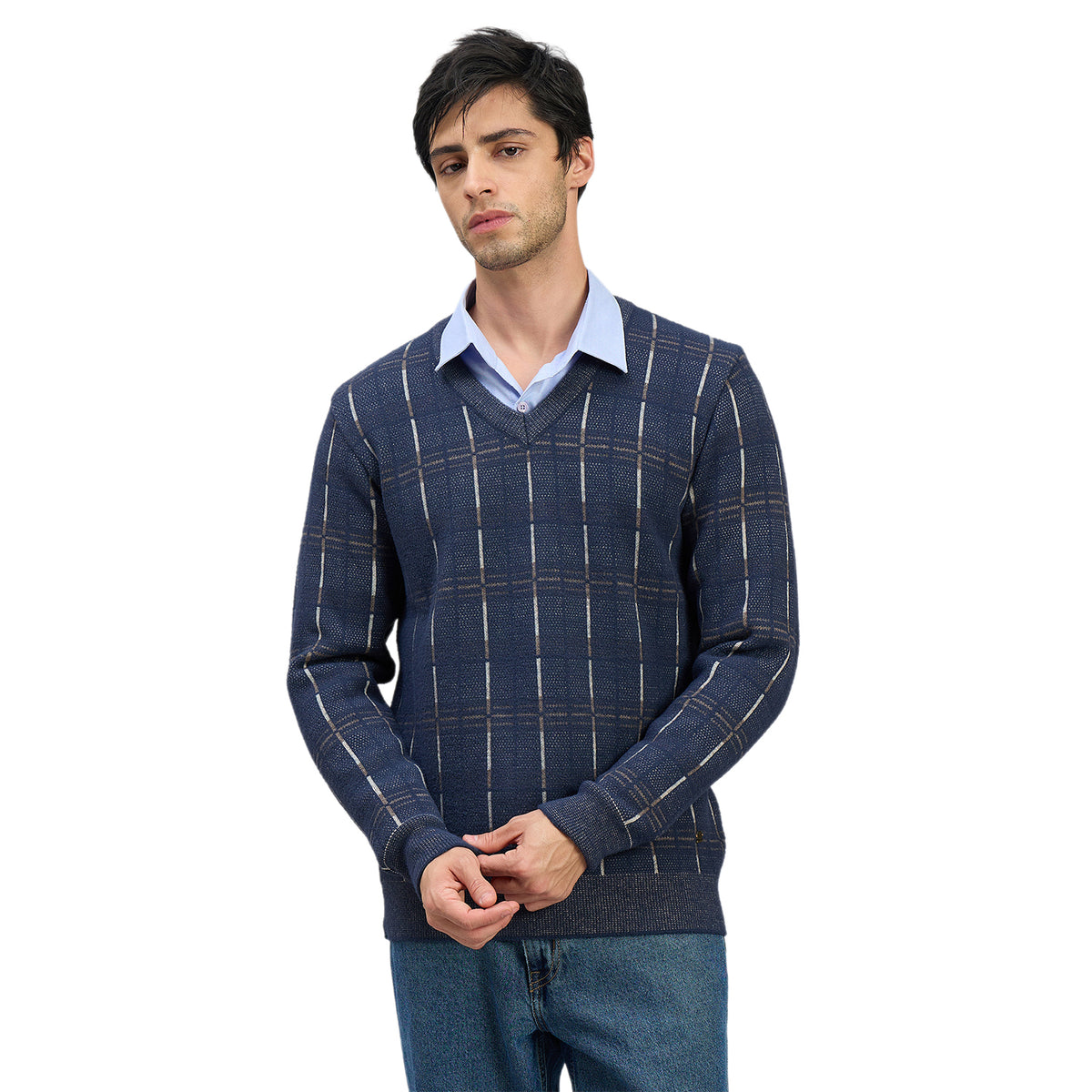 Duke Men Full Sleeve V Neck Regular Sweater (SDS2306)