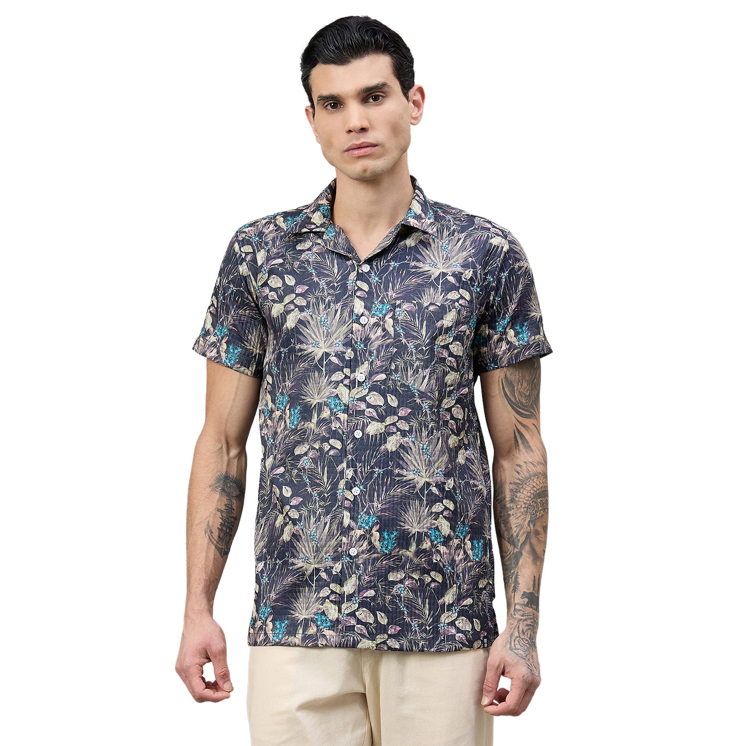 Duke Urban Men Floral Print Half Sleeve Regular Shirt (LF6085T)