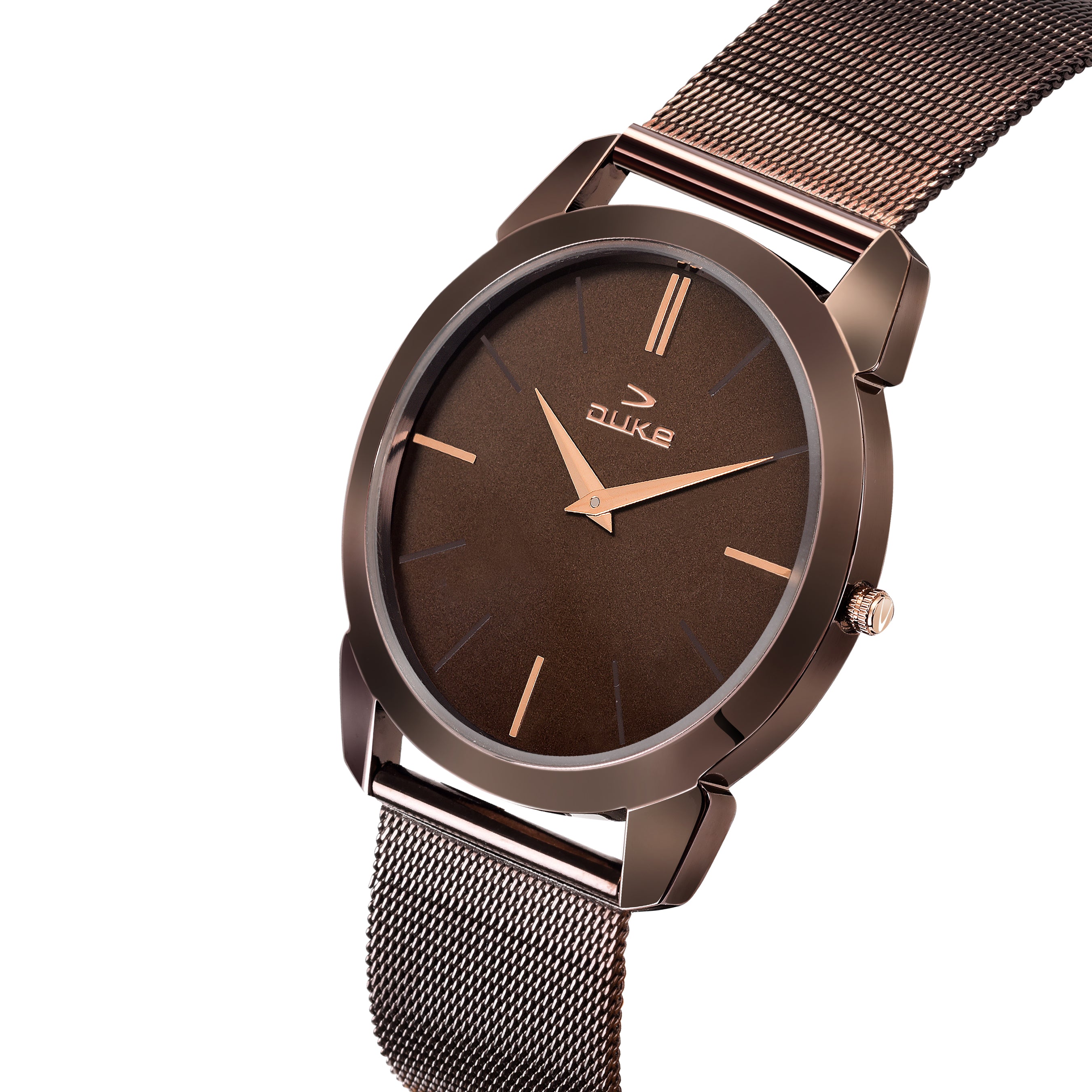Duke Solid Stainless Steel Strap Analog Display Men Watch Brown Dial (DK018RM02C)
