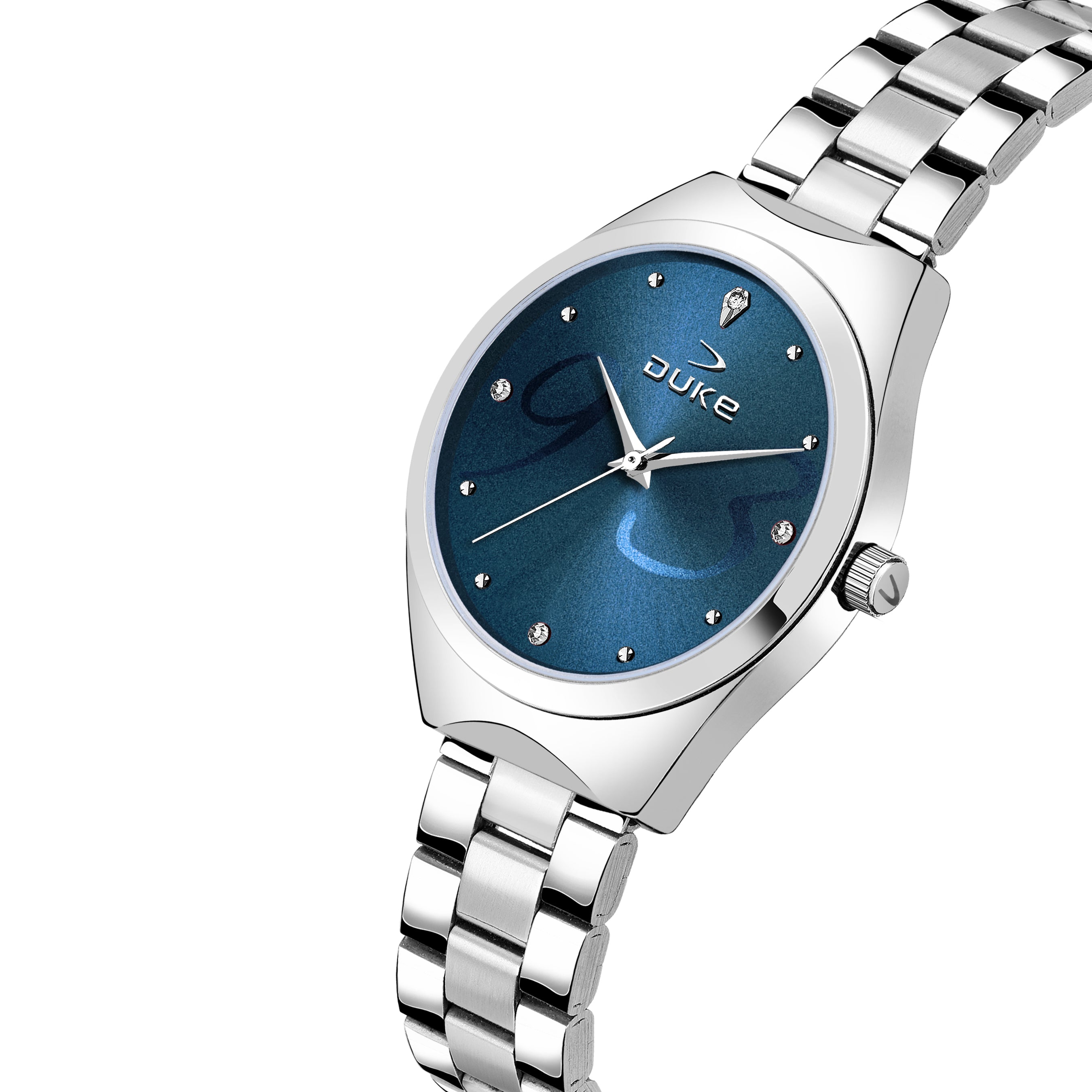 Duke Analogue Women Watch Blue Dial Silver Colored Strap (DK5015RW02C)