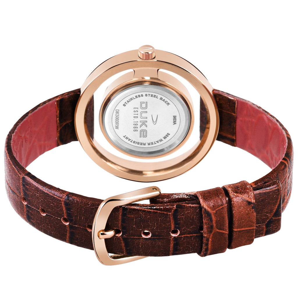 Duke Women Analog Silver Dial Watch Brown (DK5003RW01S)