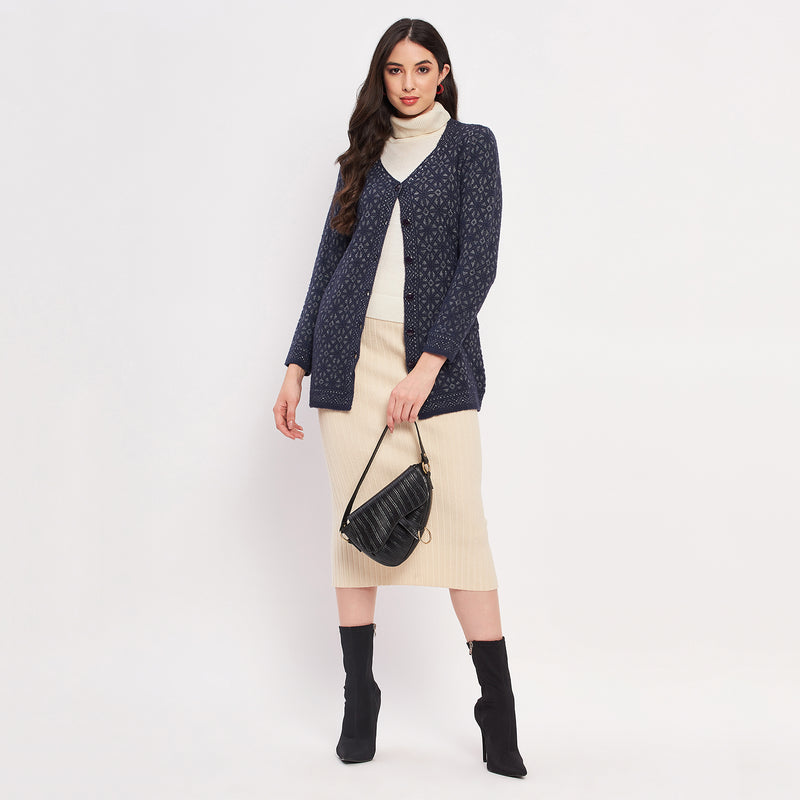 Duke Urban Women Full Sleeve Self Design Cardigan (SDS954)