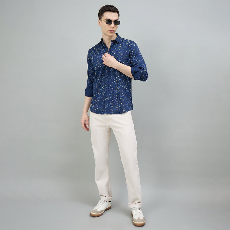 Duke Urban Men Printed Full Sleeve Spread Collar Slim Shirt (SDO8PRBC)